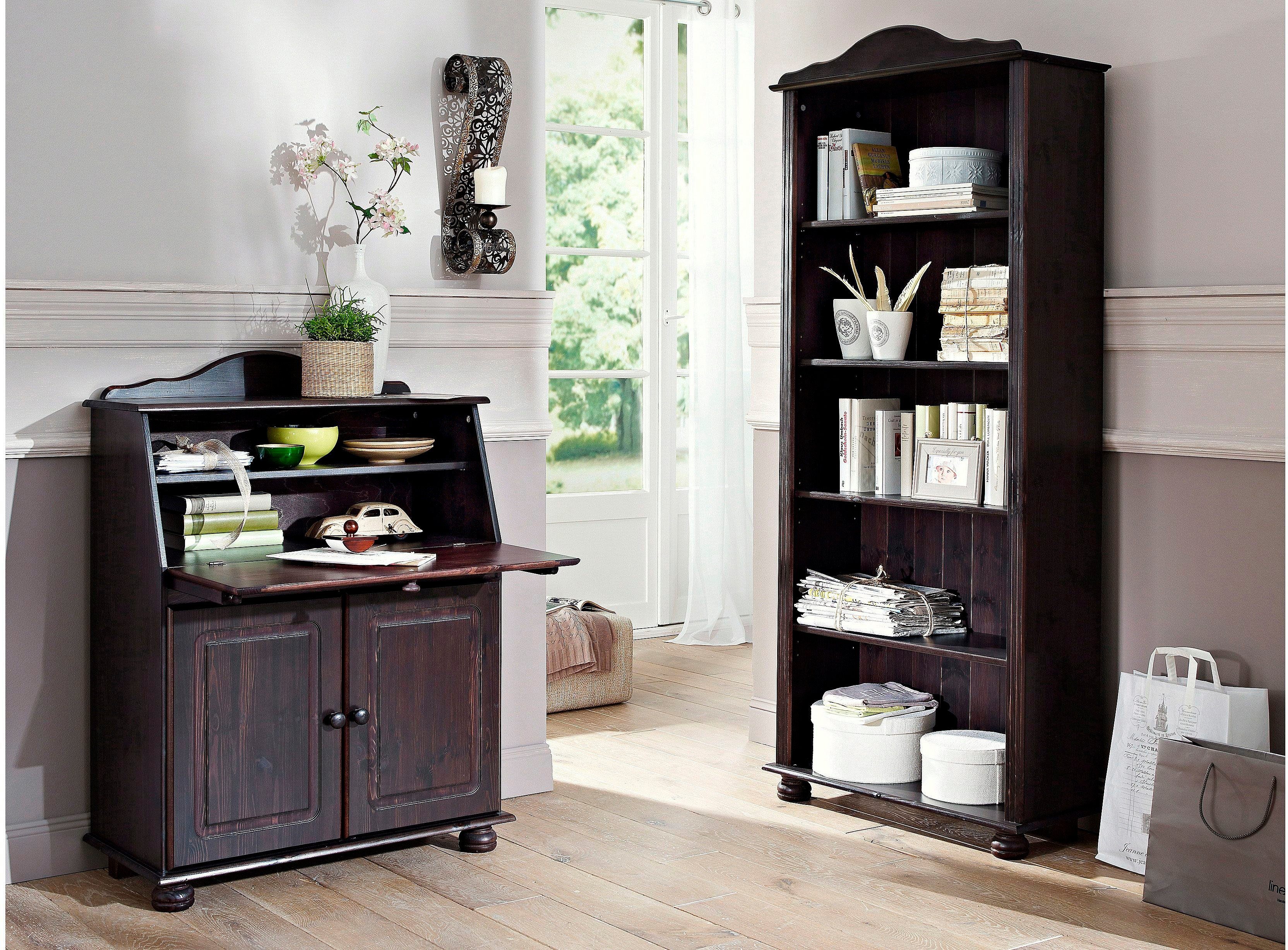 Home affaire Sekretär Mette, Schreibtisch im Landhausstil, aus Massivholz, günstig online kaufen