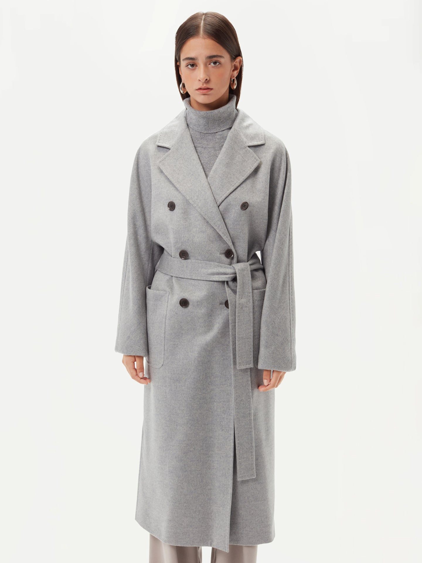 GOBI Cashmere Wollmantel Langer doppelreihiger Kaschmirmantel