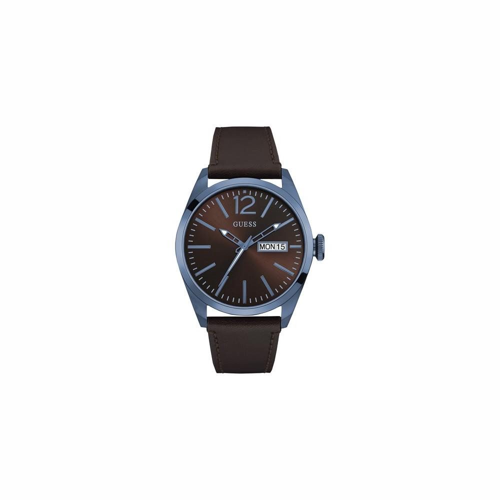 Quarzuhr Guess Armbanduhr Herren Leder Uhr W0658G8 45 mm Quarzuhr Armbanduhr Uh