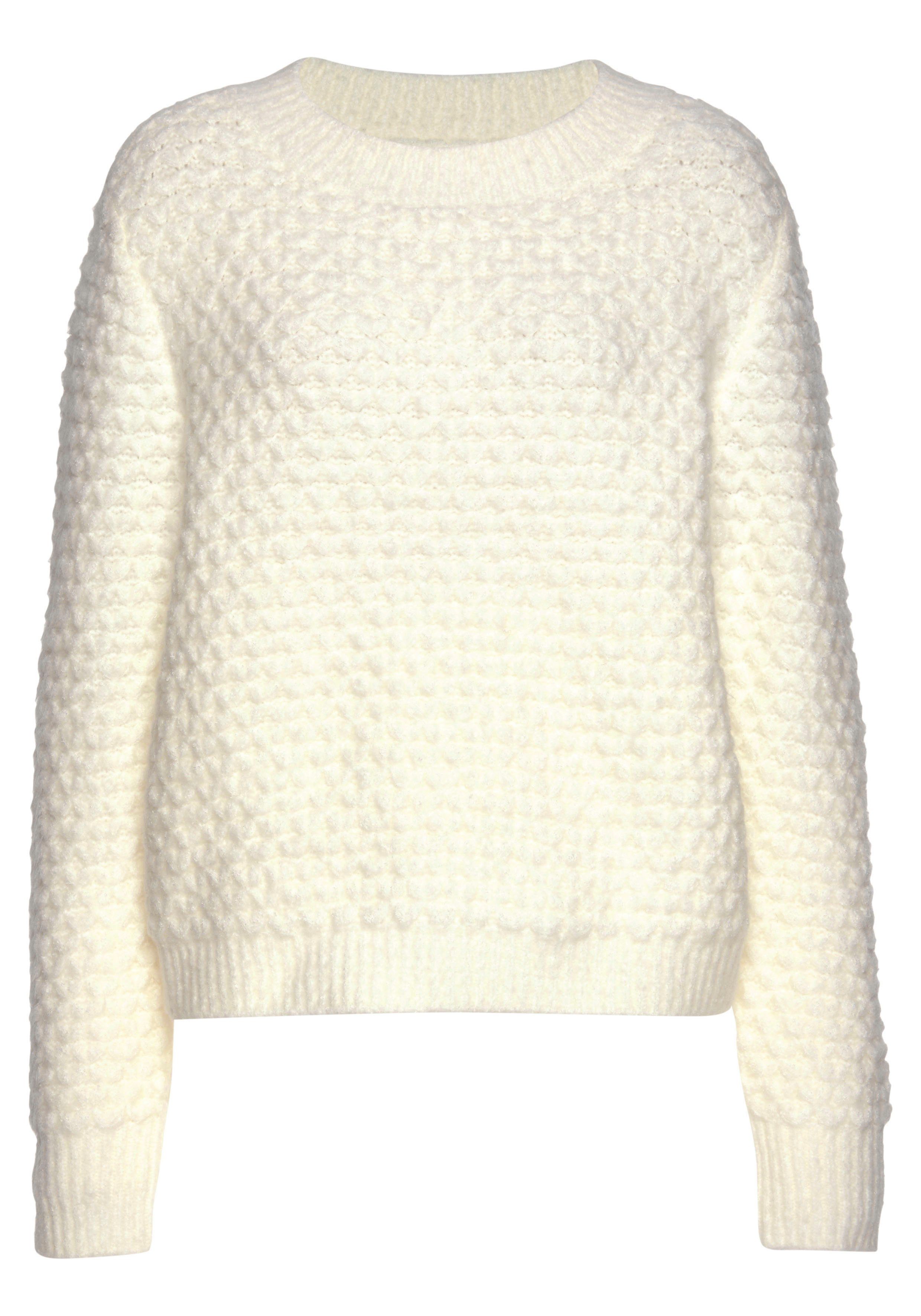 Vivance Rundhalspullover mit besonderem Strickmuster, lockere Passform