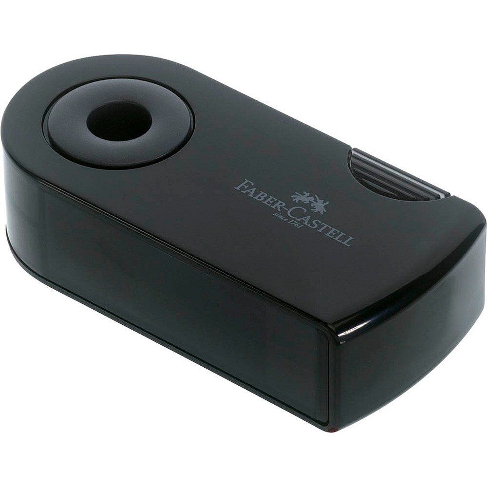 Faber-Castell Anspitzer FABER-CASTELL Dosenspitzer doppelt Sleeve schwarz, ergonomischer Qualitätsspitzdose und Spänebehälter