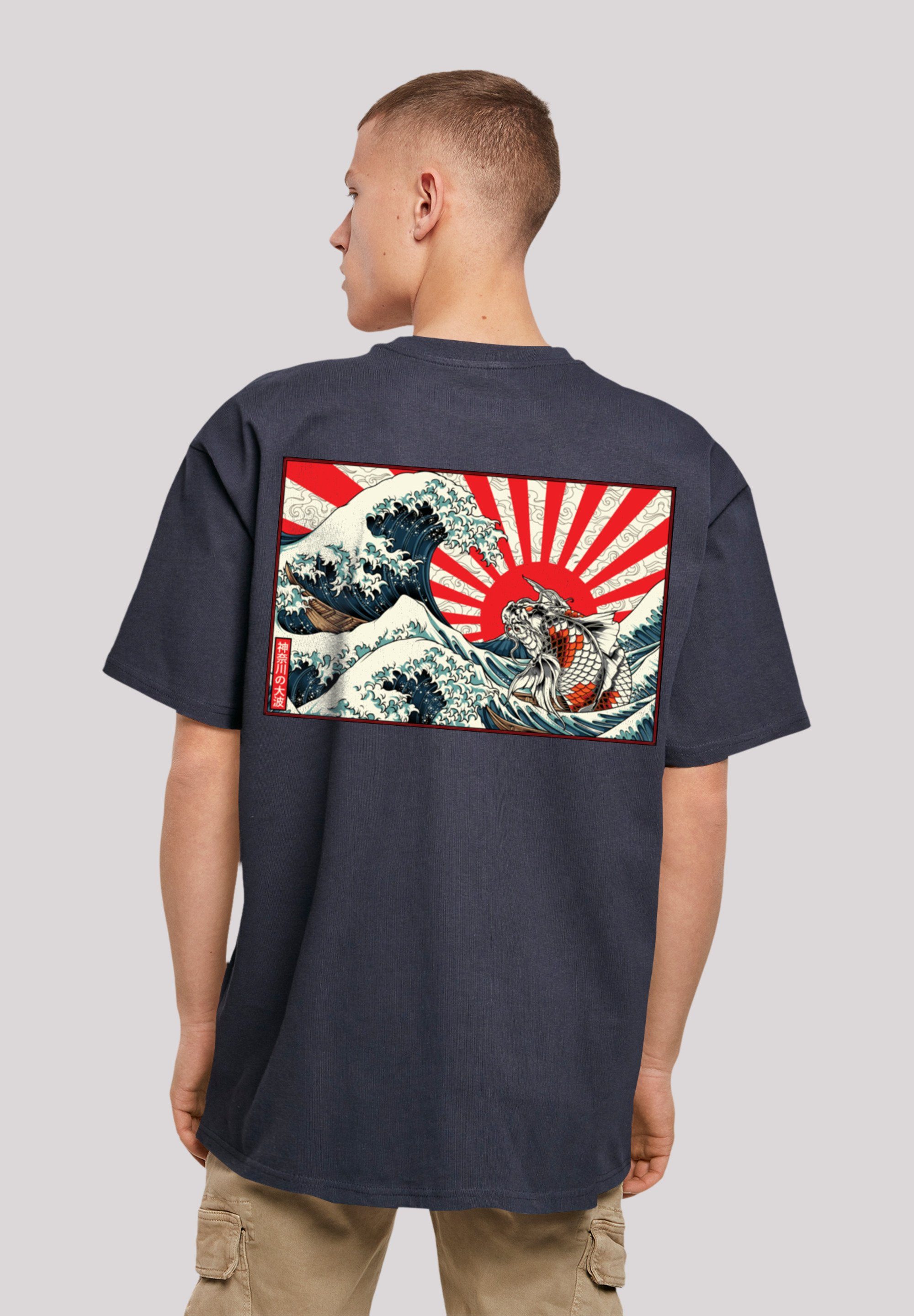 F4NT4STIC T-Shirt Kanagawa Welle Japan Print navy