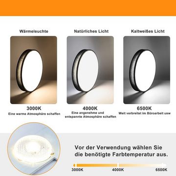 ZMH LED Deckenleuchte Ø38CM runde Stoffschirm ‎38 W Schlafzimmer Whonzimmer, dimmbar, LED fest integriert, warmweiß-kaltweiß, Schwarz