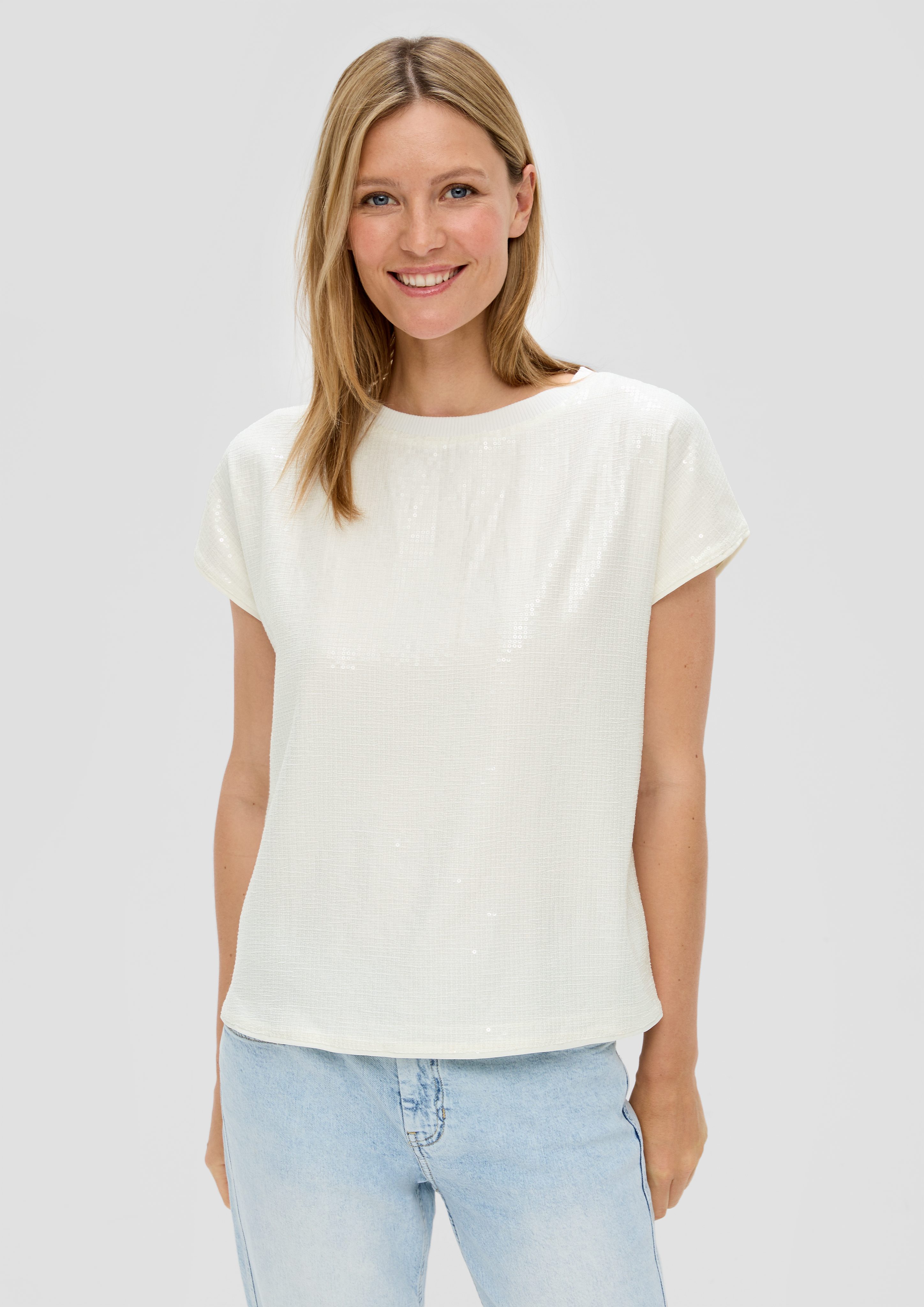 s.Oliver Blusentop T-Shirt mit Pailletten Pailletten