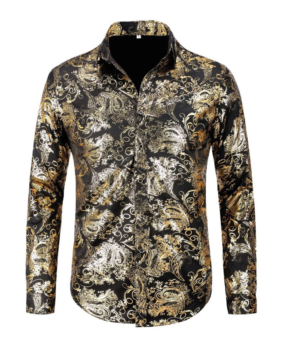 Allthemen Langarmhemd Herren Jacquard Oberteile glitzes Freizeithemd für Ho günstig online kaufen