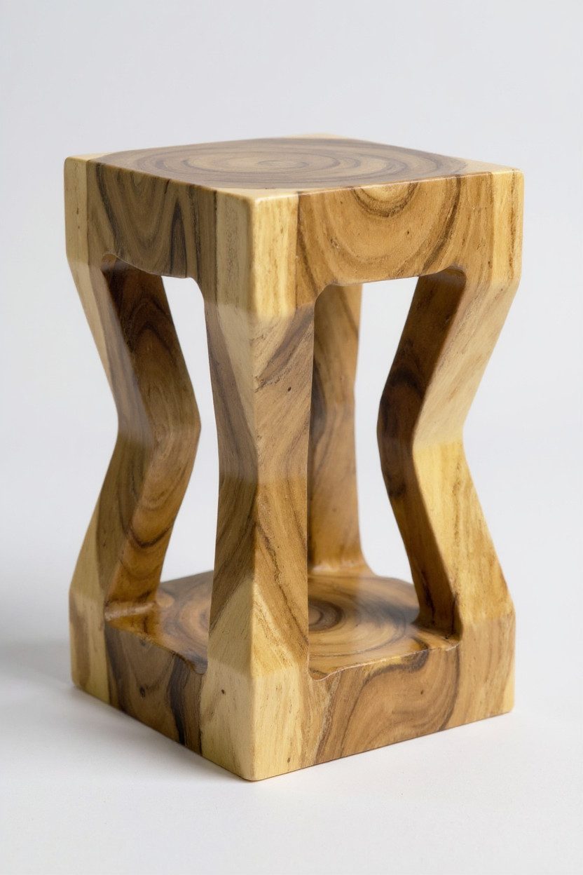 FaHome Beistelltisch Natur Holzhocker Eckig - Hocker Blumenhocker (Unikat Beistelltisch Ablagetisch)
