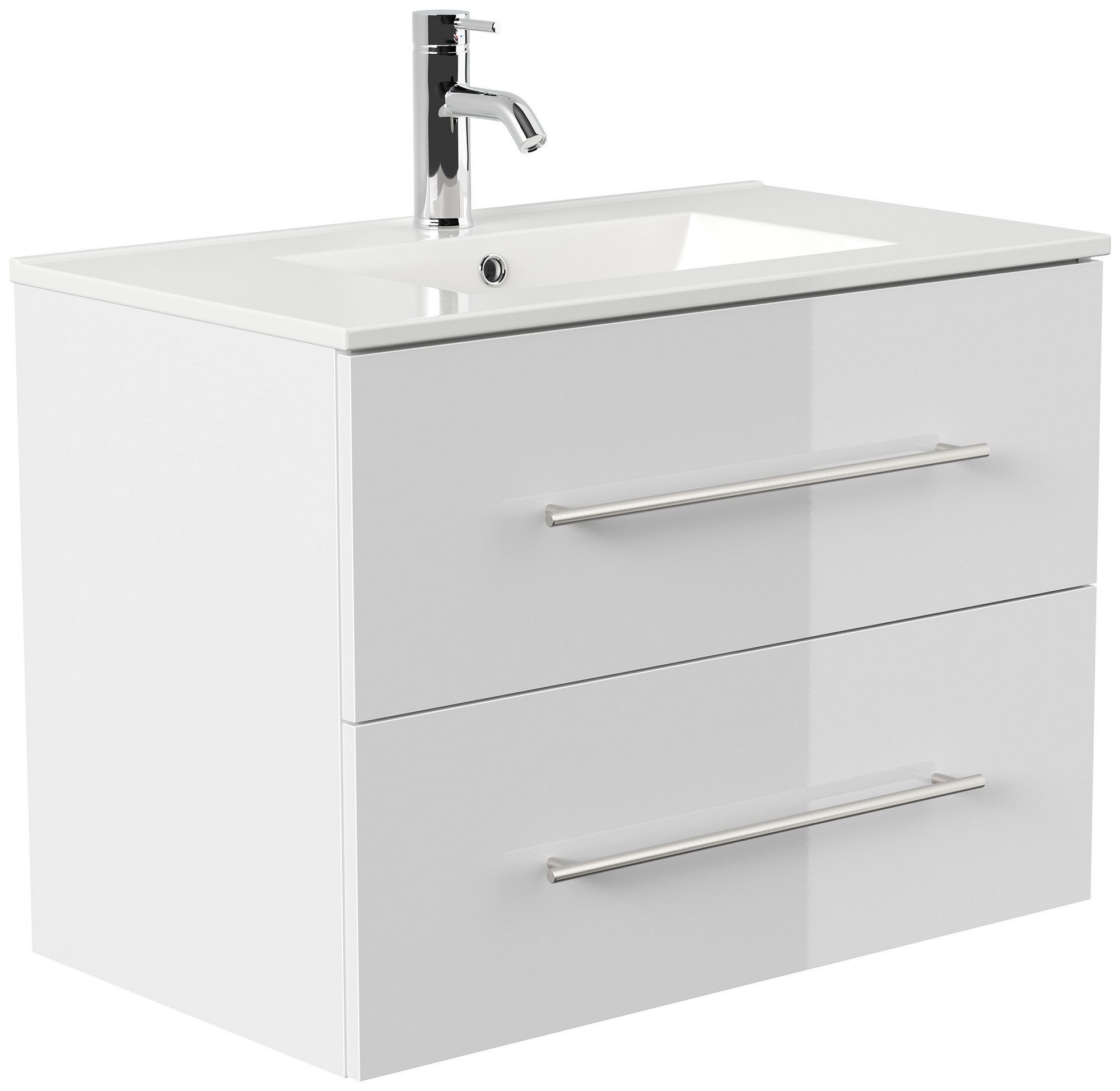 Posseik Badmöbel-Set Badmöbel Waschplatz "Homeline 80" weiß Hochglanz