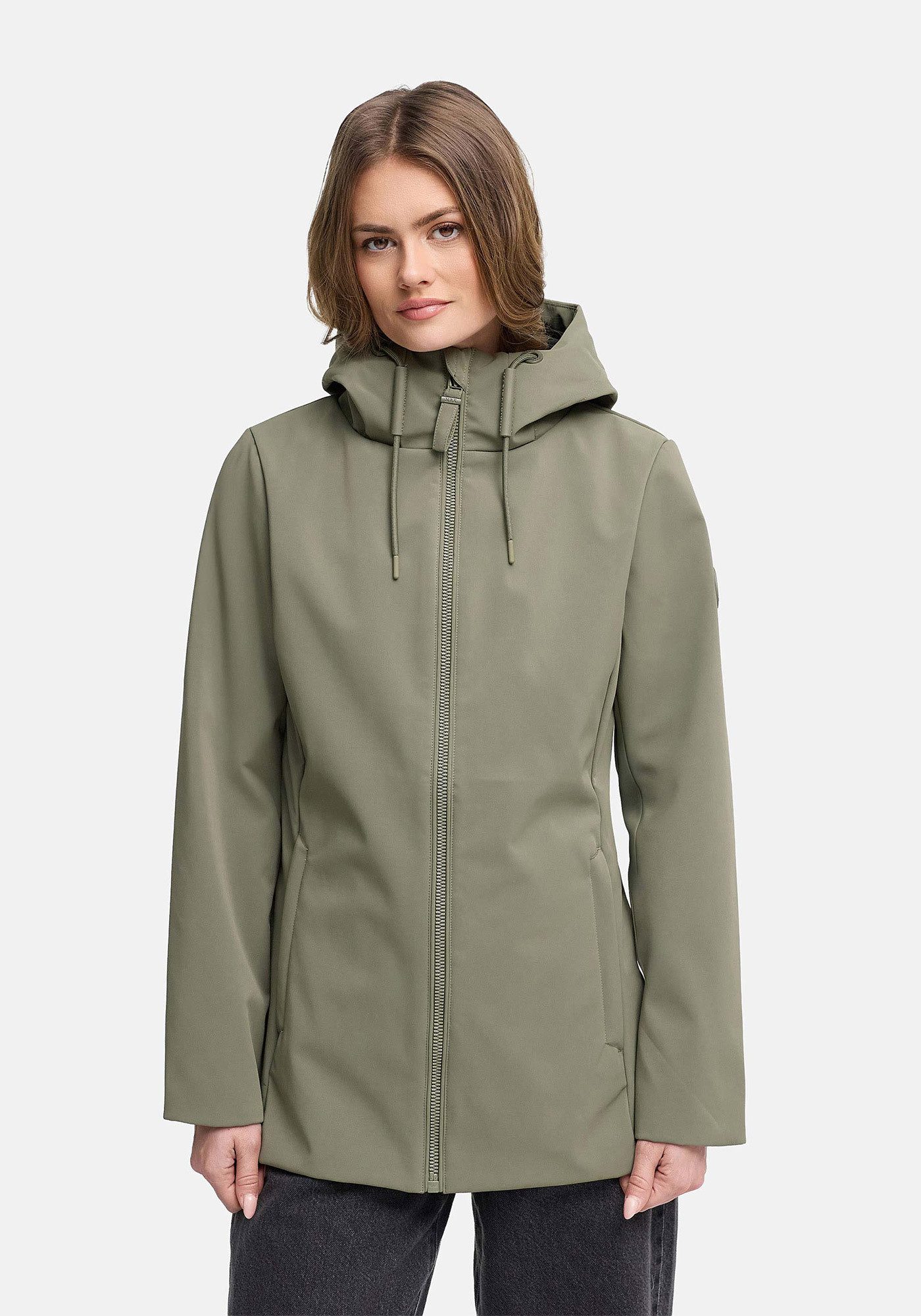 Marikoo Outdoorjacke Minaa Sportliche Outdoorjacke mit Kapuze und hochschließenden Kragen