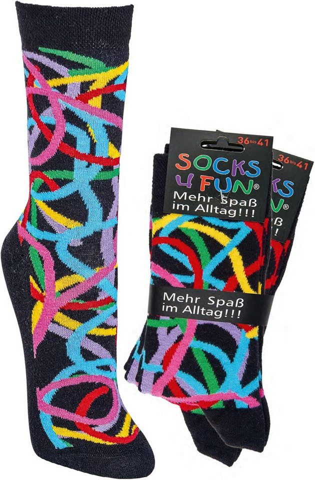 Wowerat Freizeitsocken 2 Paar Fun Socken, Spaß mit Socken, Loop Motive, für Damen & Herren