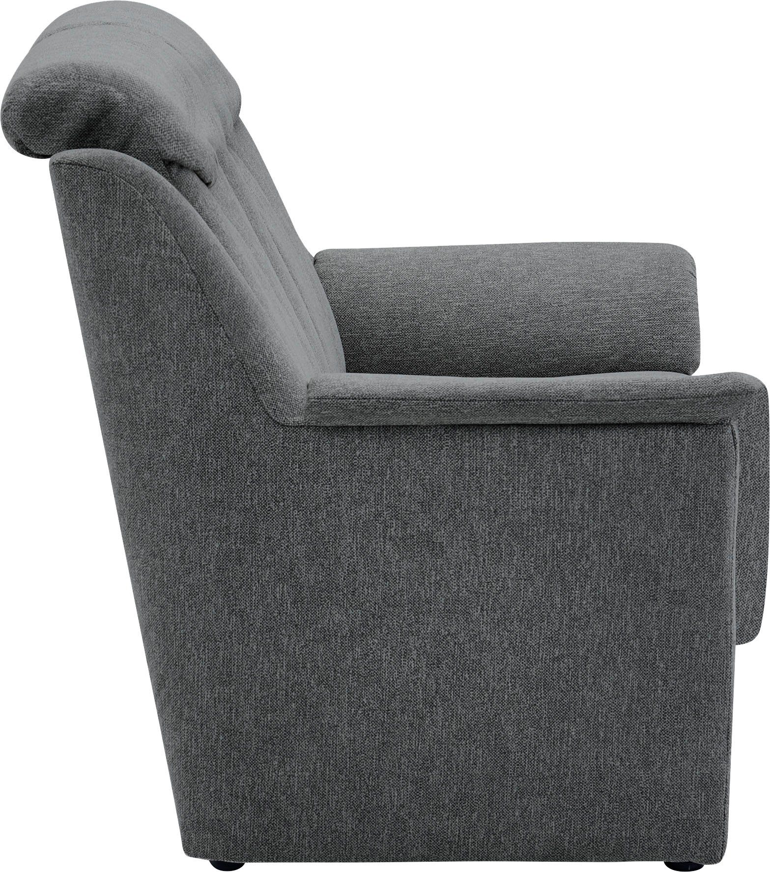Kopfteilverstellung, Sitzhöhe 2x 3-tlg), Lugano, in und Polstergarnitur VILLA 49 cm, Sessel BECK 3-Sitzer (Set,