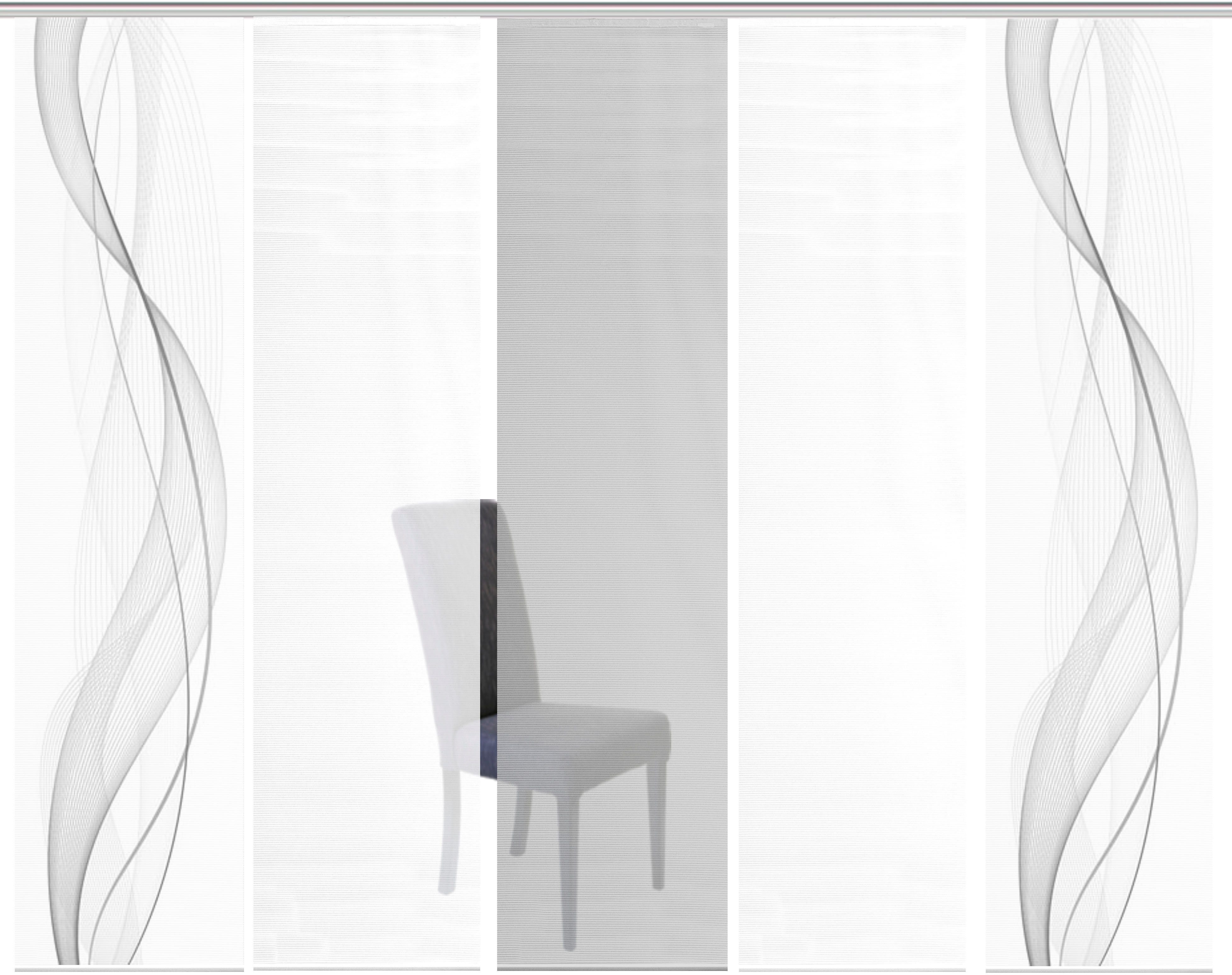 Vision S Schiebegardine 5ER SET HEIGHTS (5 St), Paneelwagen, halbtransparent, HxB: 260x60, Schiebevorhang 5er Set Digitaldruck