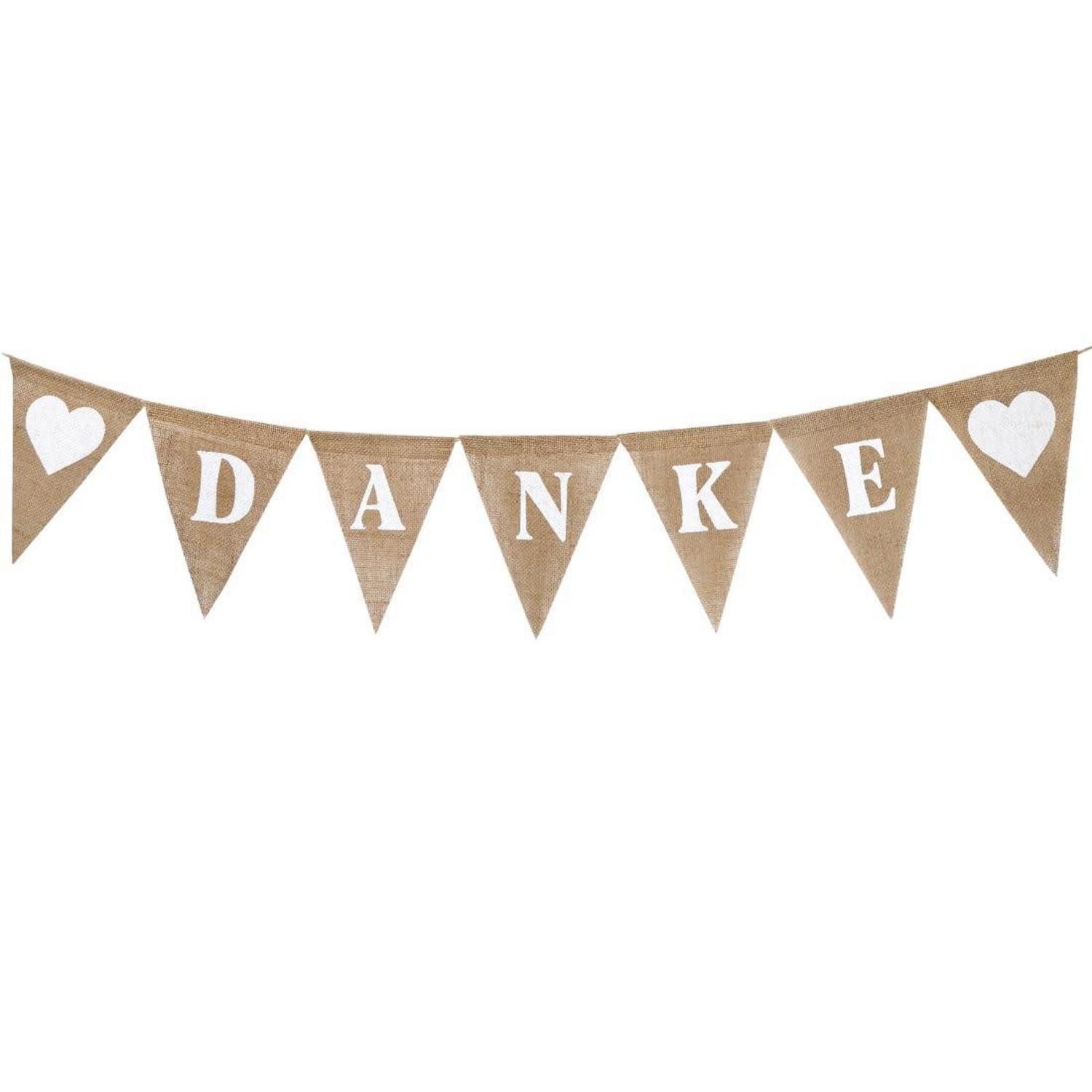 LuxusKollektion Wimpelkette Danke Girlande Jute Vintage Hochzeitsdeko