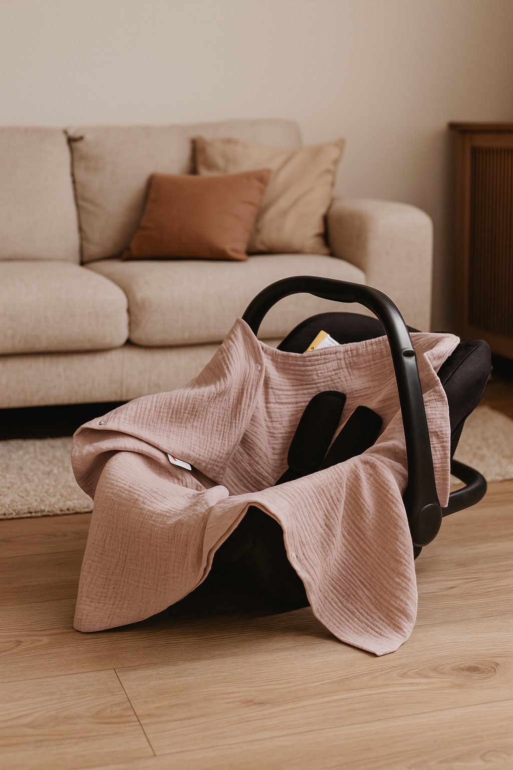 BabyLux Babyschale Einschlagdecke Babyschale Autositz Babydecke 80x80 cm aus Musselin, Rosa_80x80
