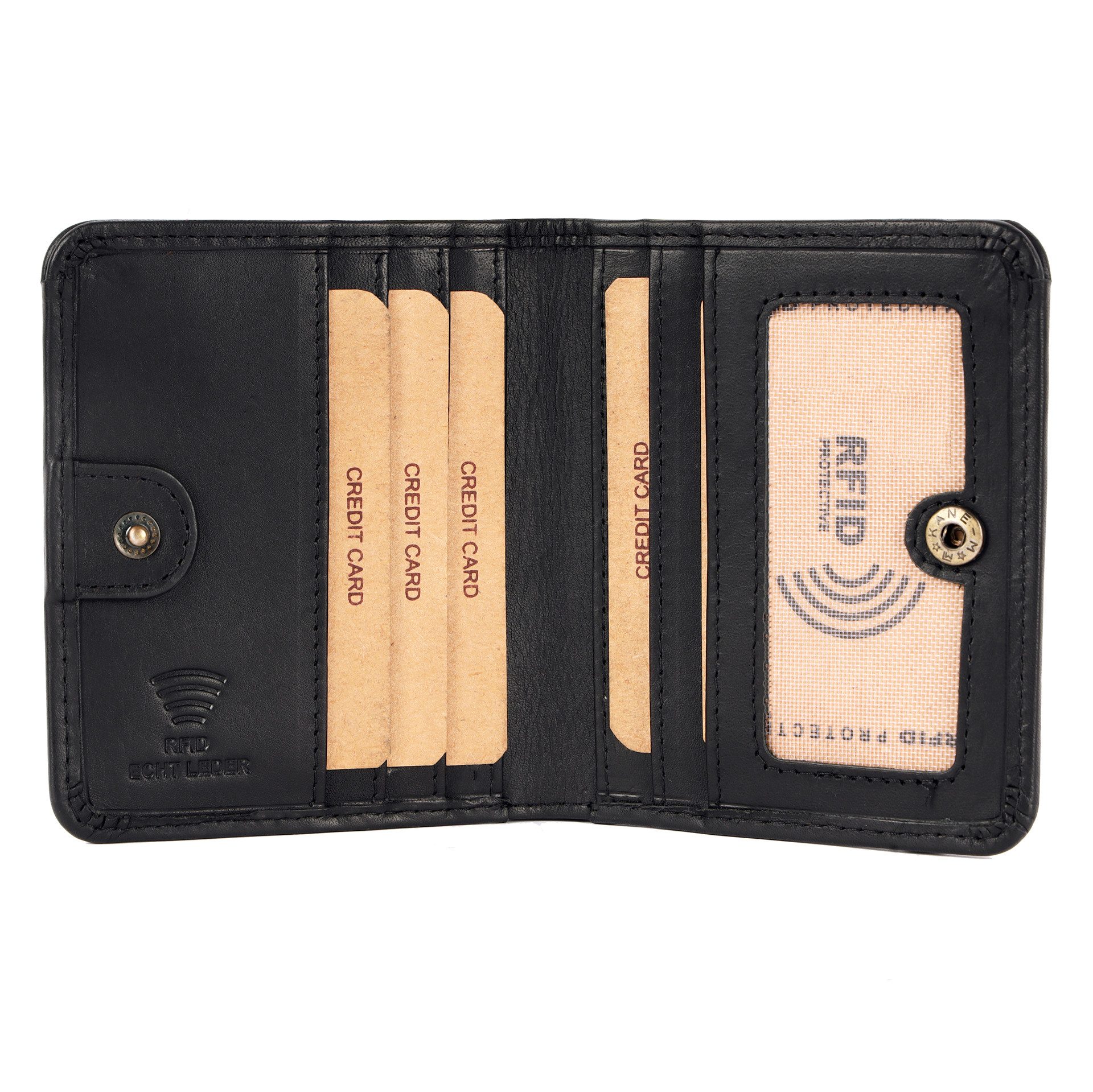 Benthill Geldbörse Klein Echtleder Damen Herren Mini Portemonnaie Minibörse RFID Slim, RFID-Schutz Kartenfächer Münzfach Reißverschlussfach