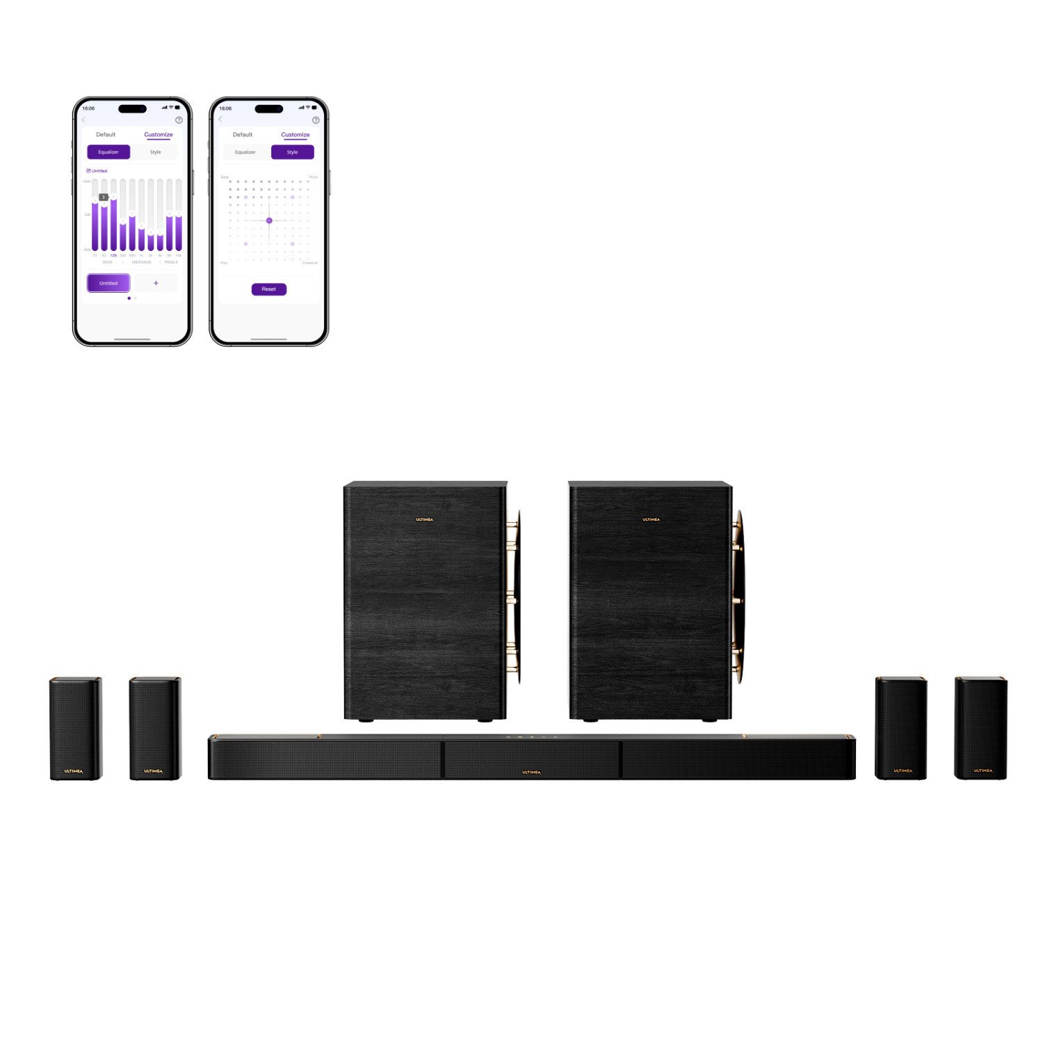 Ultimea Heimkinosystem Skywave X100 Dual Soundbar 9.2.6-Kanal-Surround-Sound Dolby Atmos & DTS:X (2000 W, Dualer 10'' Subwoofer, THX, 8K-HDR-Passthrough, heimkino soundsyste, Soundbar mit AVR-Qualität)