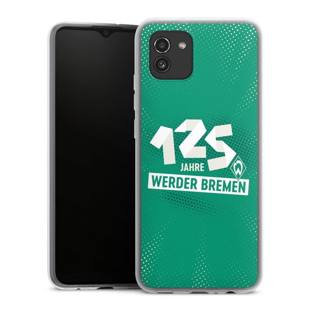 DeinDesign Handyhülle 125 Jahre Werder Bremen Offizielles Lizenzprodukt, Samsung Galaxy A03 Silikon Hülle Bumper Case Handy Schutzhülle