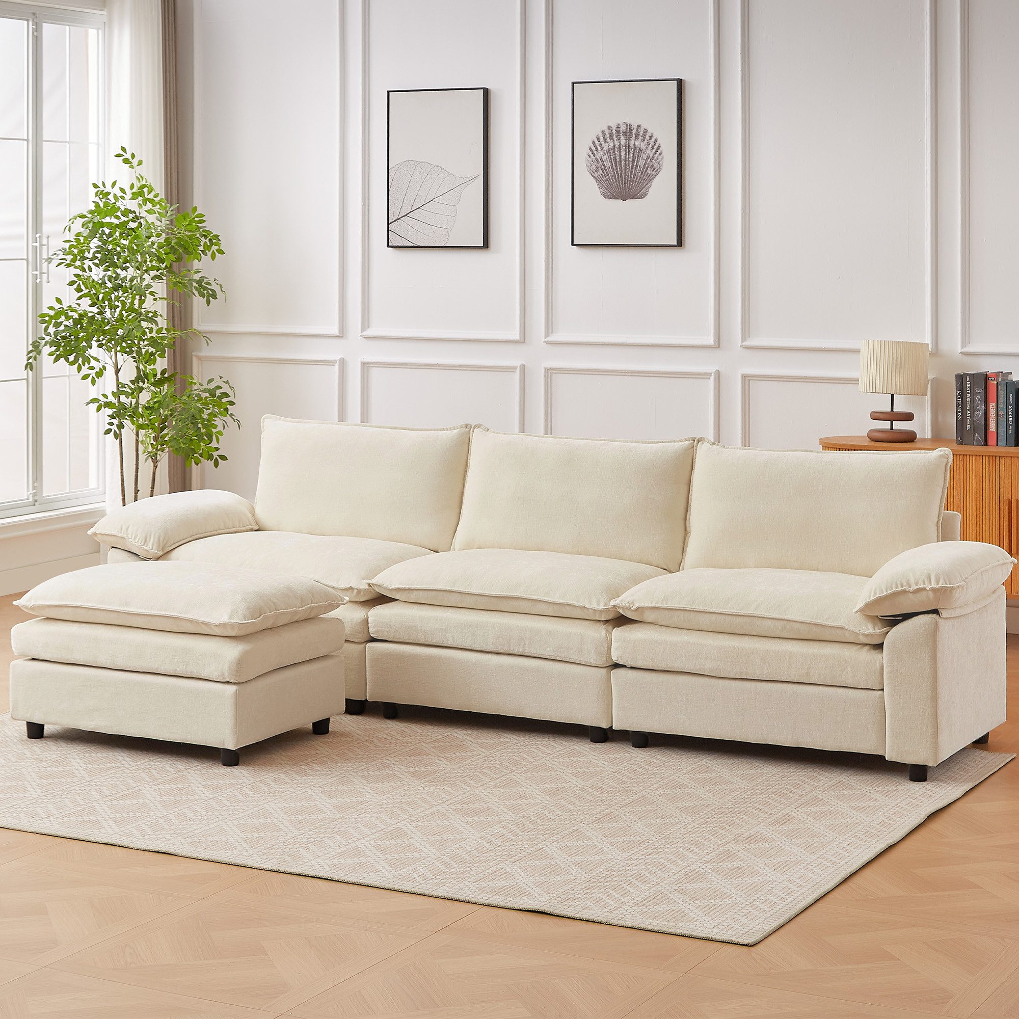 Jiexi Wohnlandschaft Modulares Sofa aus Chenille Freie Kombination Wohnlandschaft – Bild 2 von 5