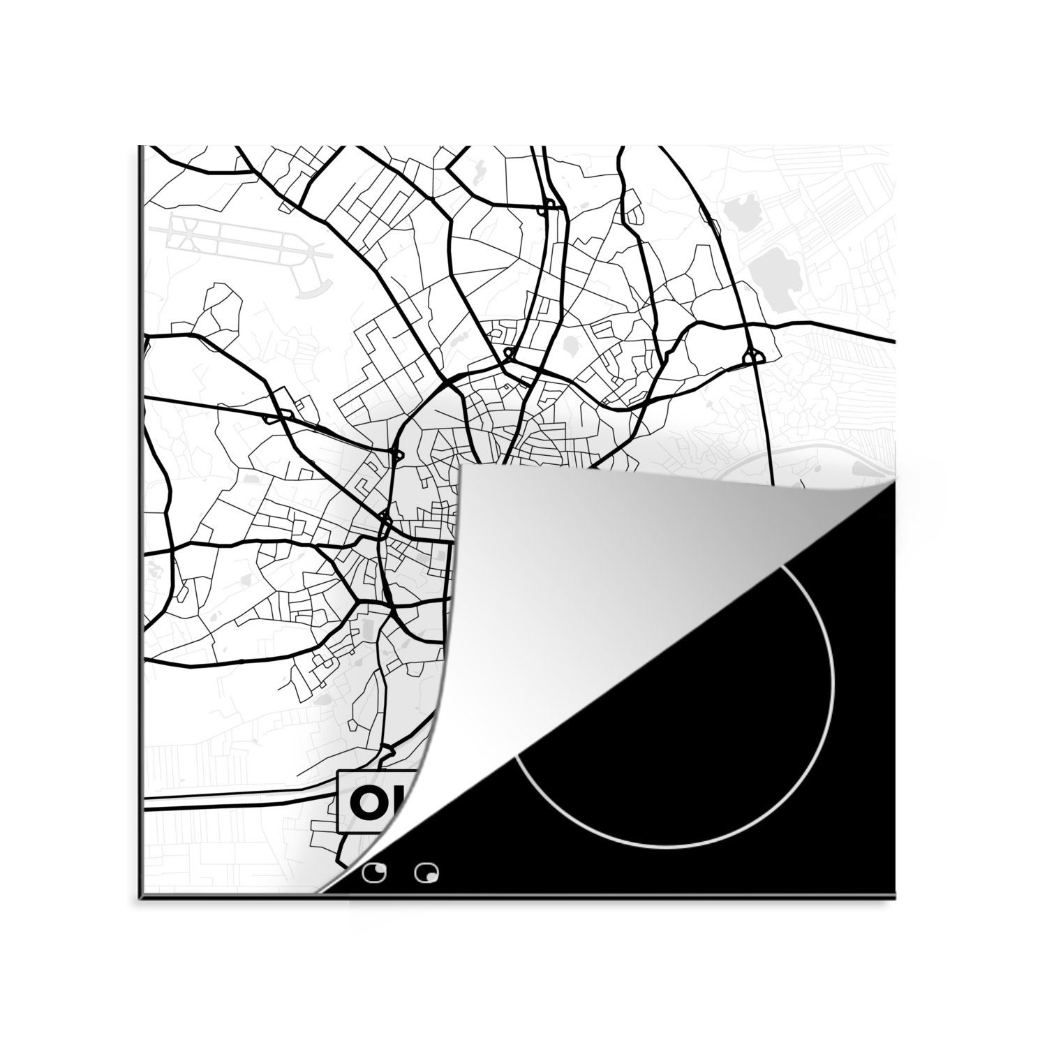 MuchoWow Herdblende-/Abdeckplatte Stadtplan - Stadtplan von Oldenburg - Karte, Vinyl, (1 tlg), 78x78 cm, Ceranfeldabdeckung, Arbeitsplatte für küche | Herdabdeckplatten