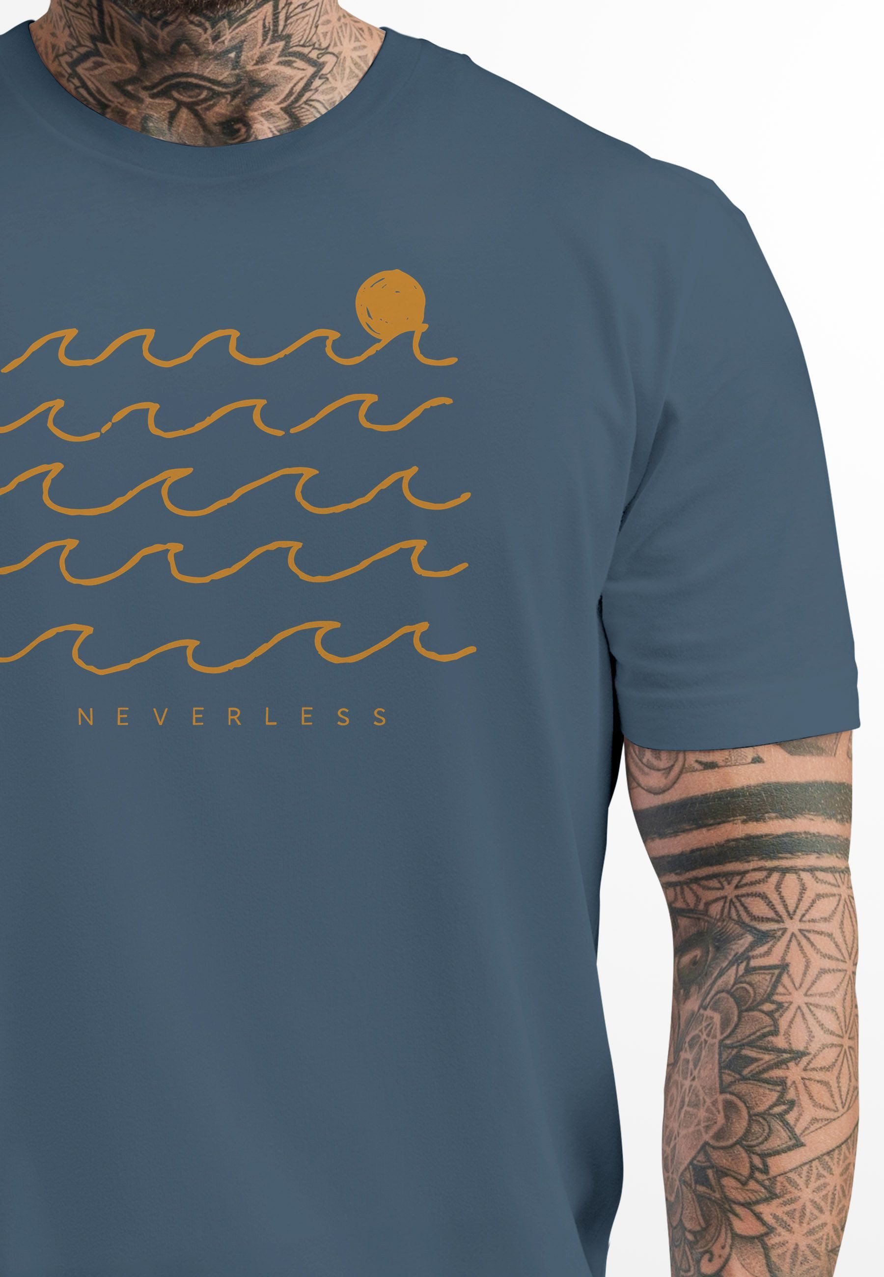 Neverless Print-Shirt Herren T-Shirt Frontprint Wellen günstig online kaufen