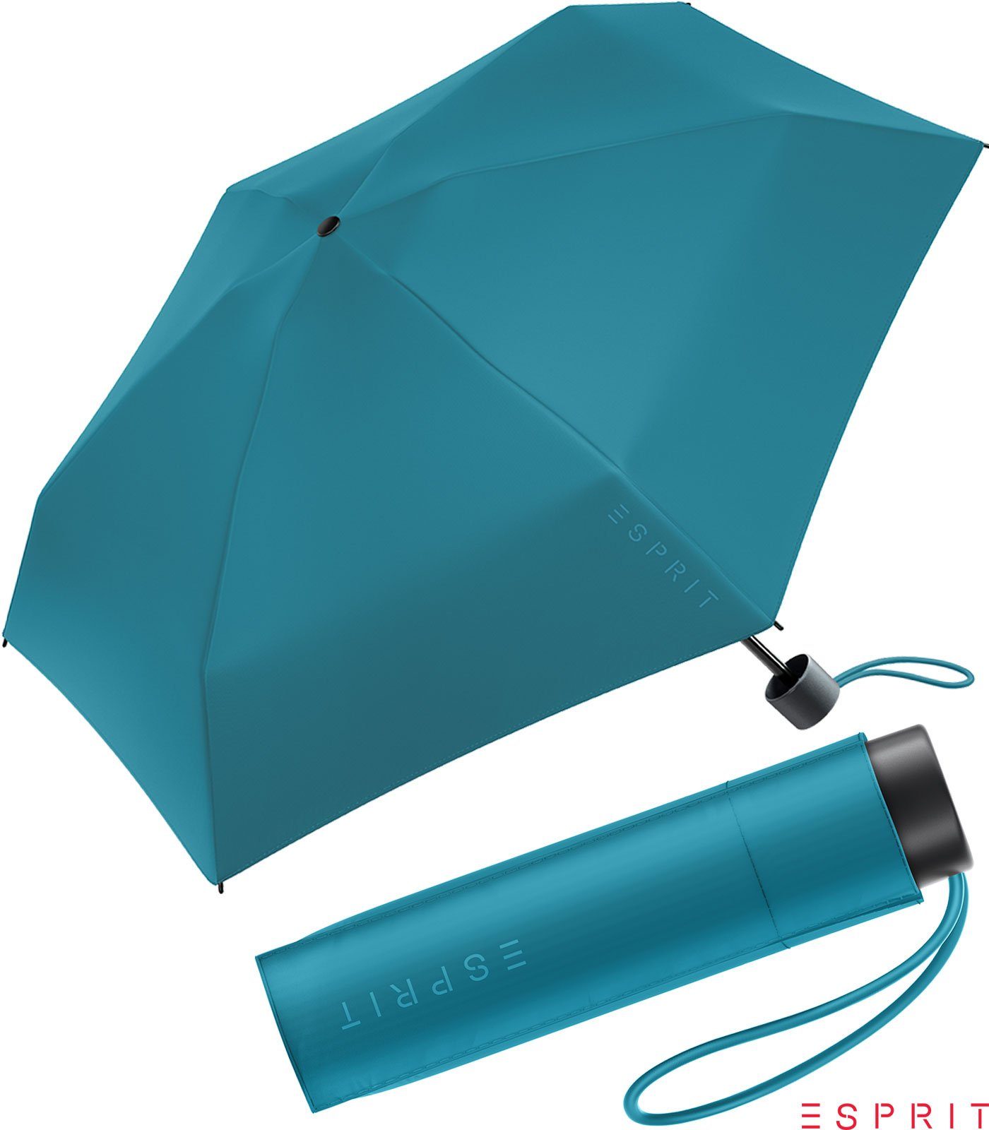 Esprit Taschenregenschirm Super Mini Damen Petito HW 2022 - ocean depths, winzig klein, in den neuen Trendfarben blau