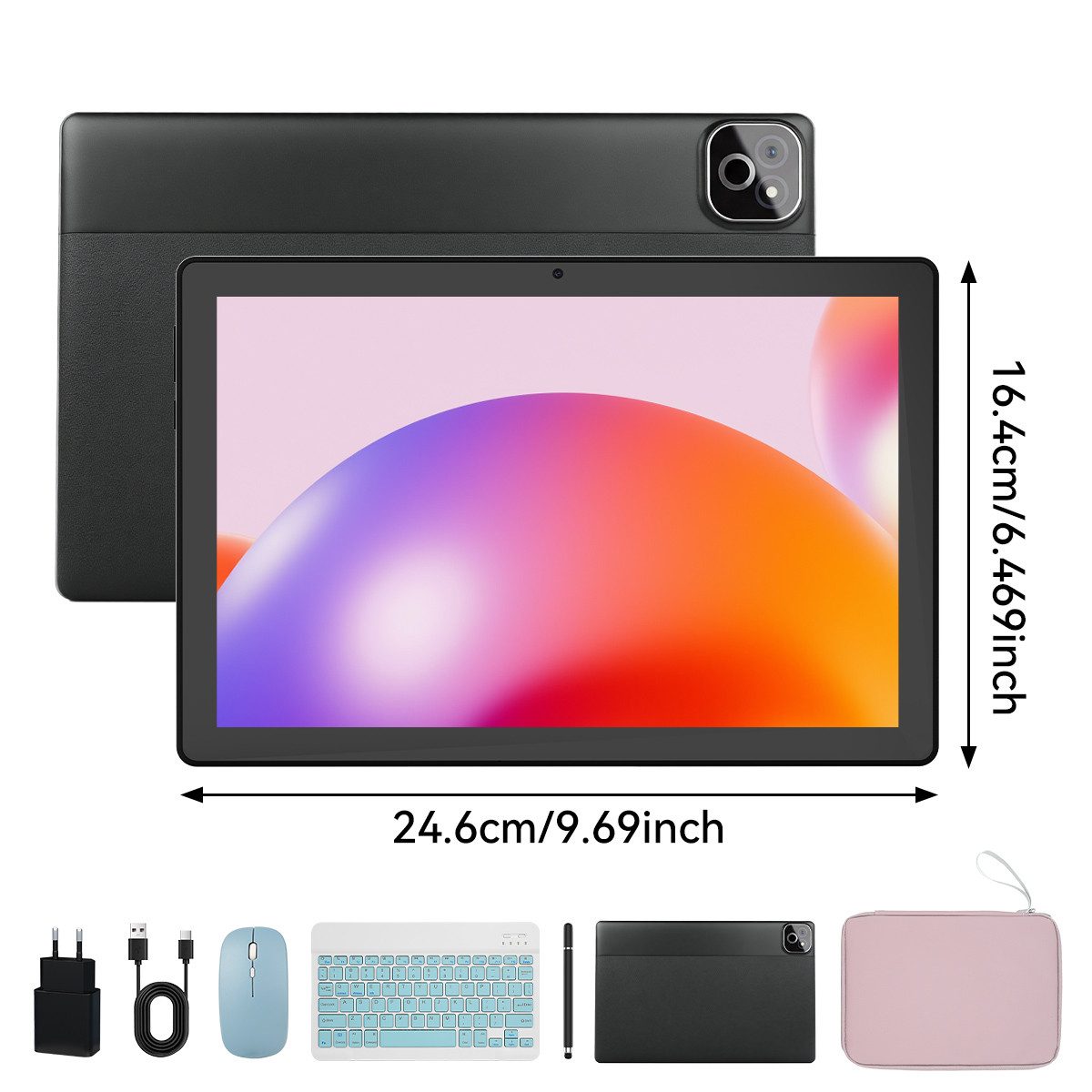 Happybe 10.1 Zoll 36(6+28)GB RAM, 256 GB, mit Tastatur/Maus/Stift Tablet (10.1", 256 GB, Android)