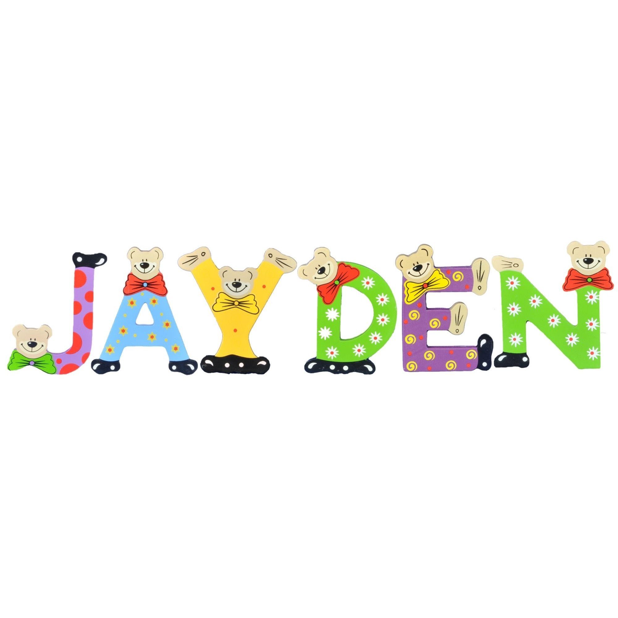 sortiert JAYDEN - Deko-Buchstaben Kinder Namen-Set, Playshoes Holz-Buchstaben (Set, St), 6
