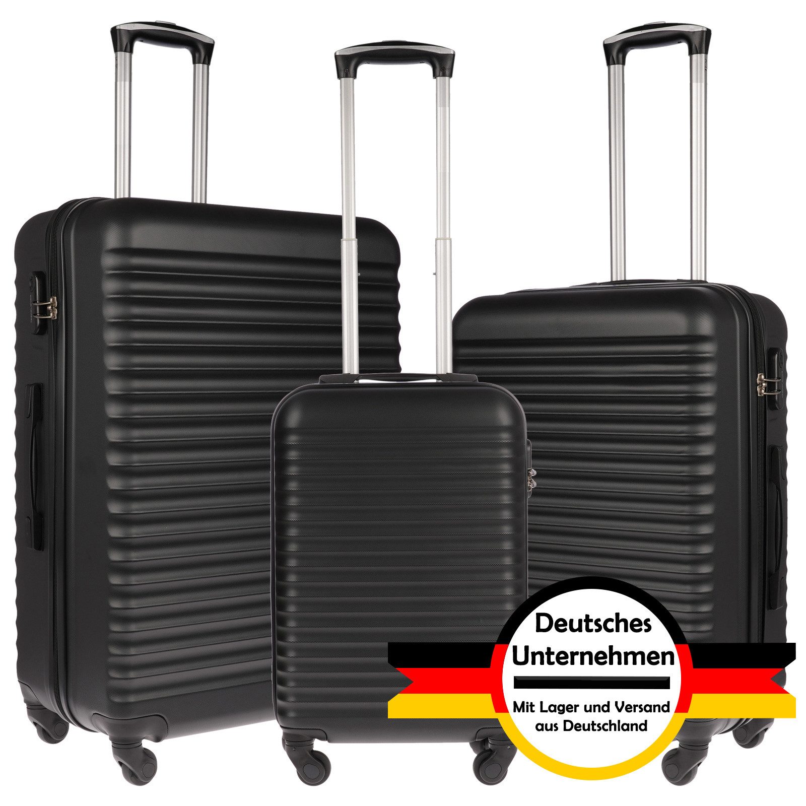Weissmantel Kofferset Koffer 3er Set Kofferset Hartschalenkoffer Koffer Set Handgepäck, (4 Leichtlauf-Rollen, 360° Leichtlaufrollen, Koffer Set, Tolley Set Koffer set 3 teilig, Kofferset XL Bordgepäck), Suitcase 3 teilig Rollkoffer Hartschalenkoffer Reisekoffer Kofferset