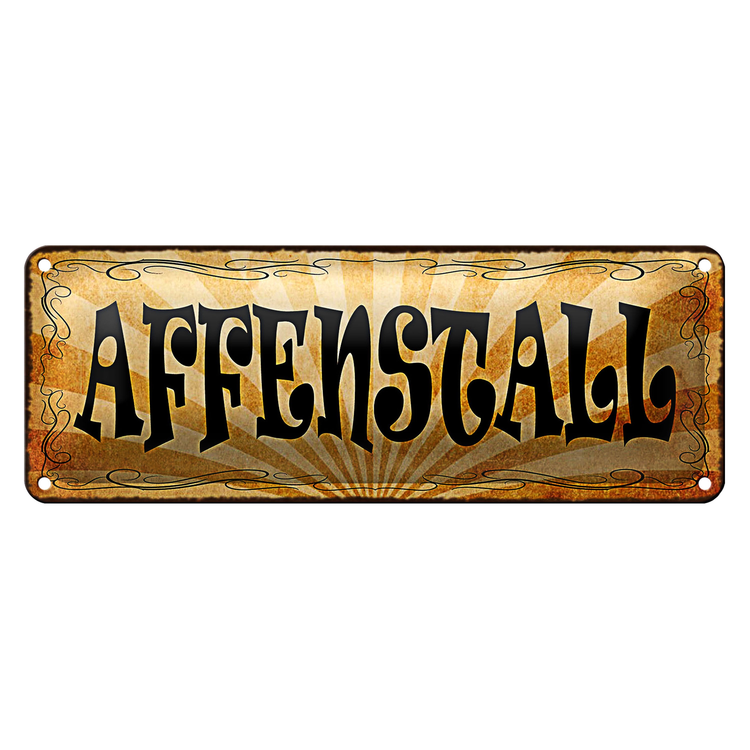 Metallschild Blechschild Hinweis 27x10cm Affenstall Dekoration