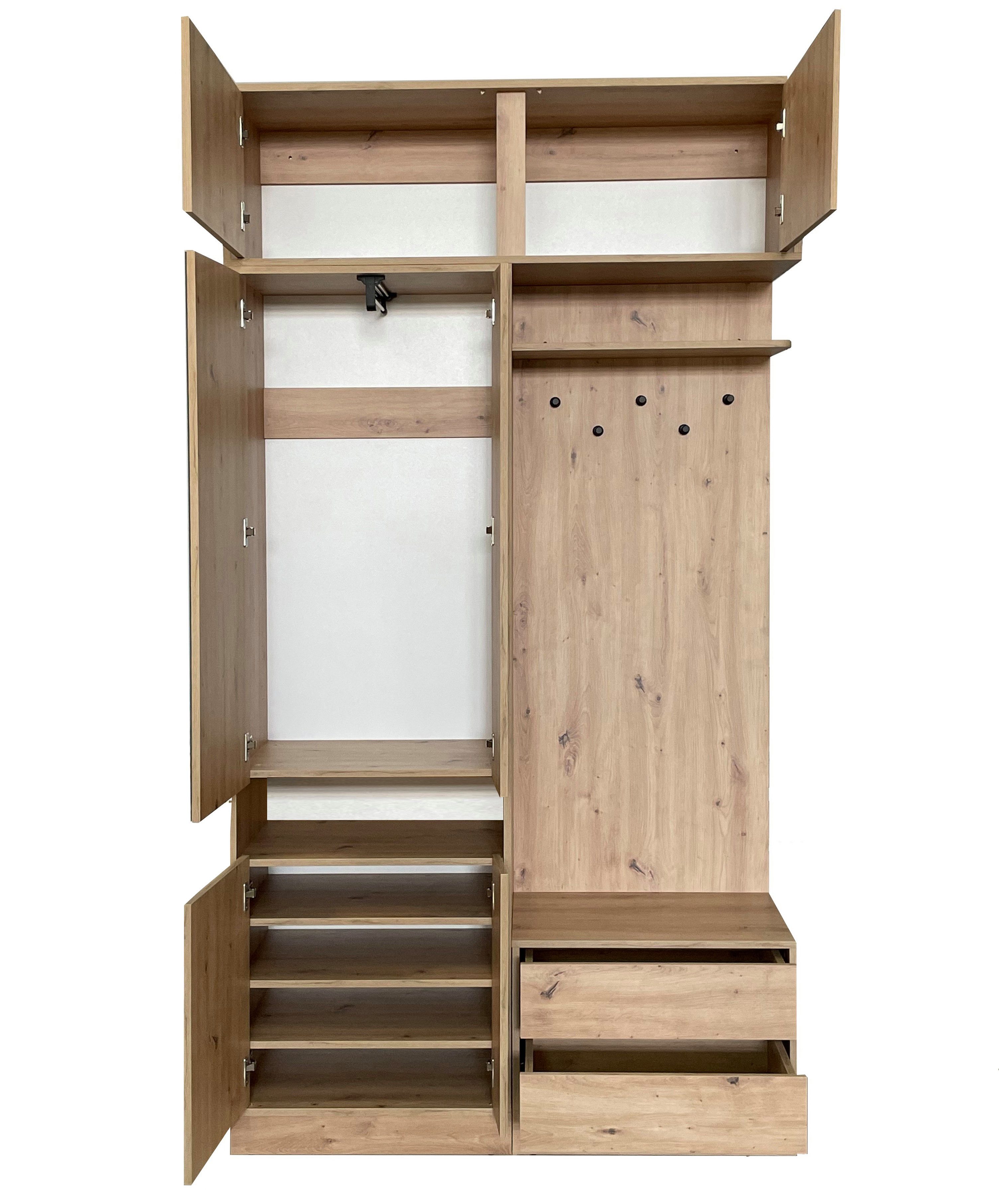 Marmex Möbel Garderobenschrank ARTI mit Spiegel und Schubladen Soft-Close-S günstig online kaufen