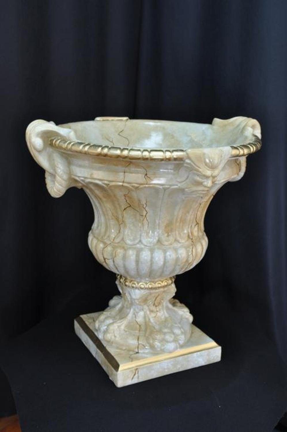 JVmoebel Skulptur XXL Design Blumen Topf Dekoration Vase Vasen Deko Kelch Pokal 69cm Beige