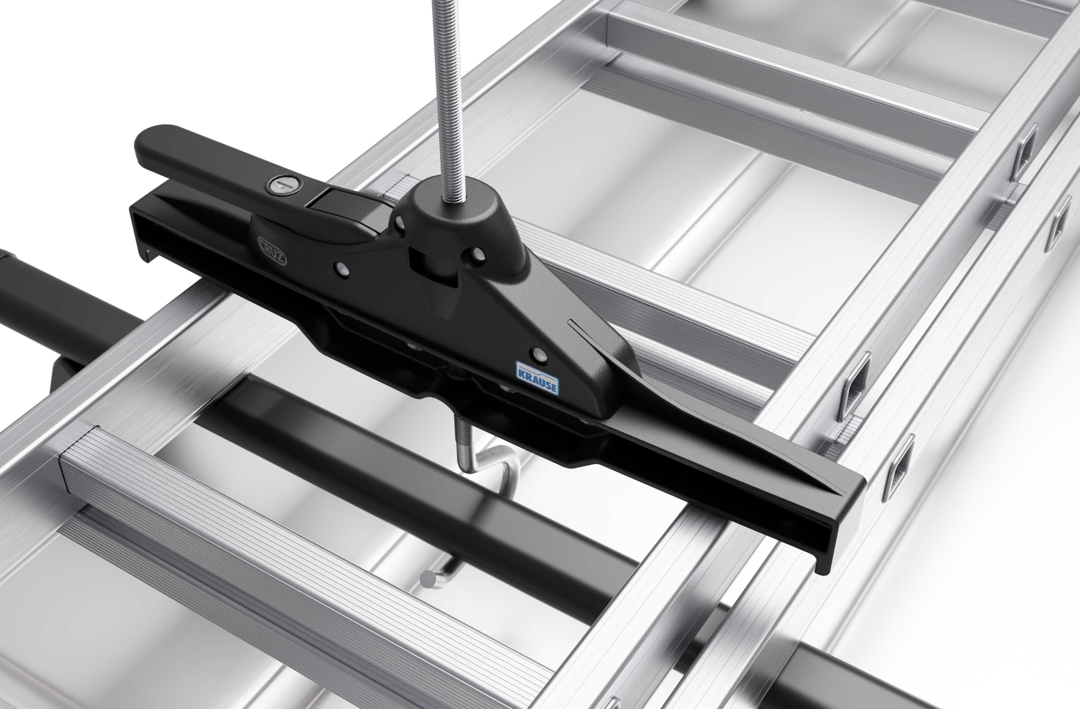 KRAUSE Kfz-Sicherungshalter »MONTO + STABILO« Leitersicherungs-Set für Dachträger, (4-St., Zwei Leitersicherungen und zwei Schlösser)