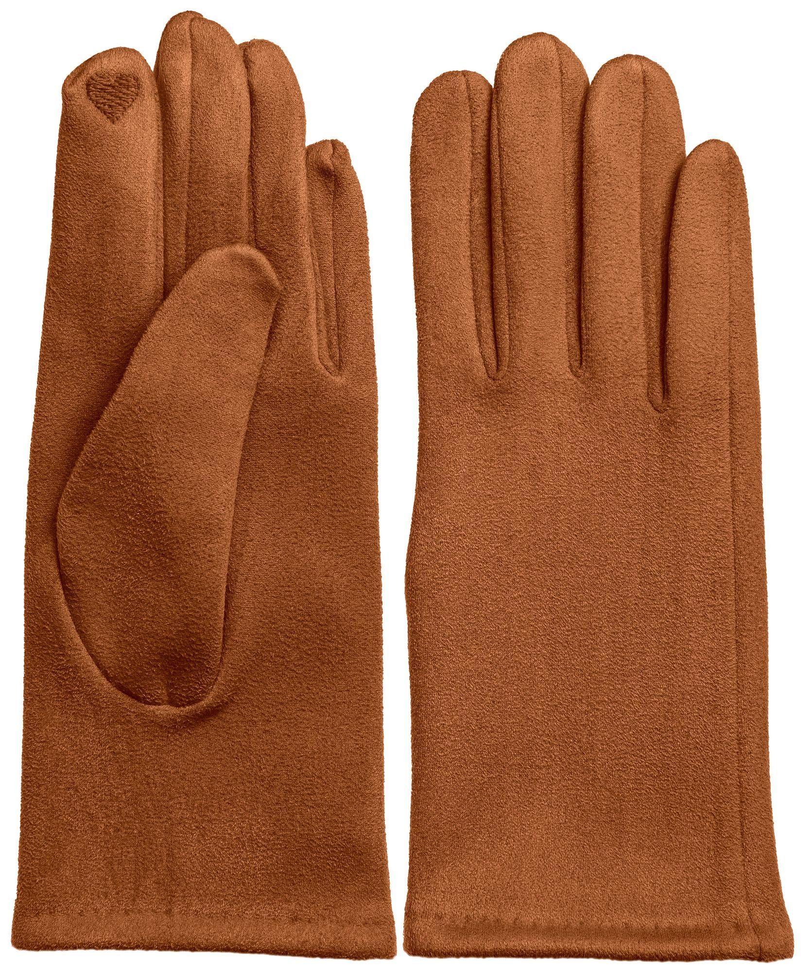 Caspar Strickhandschuhe GLV013 klassisch elegante uni Damen Winter Handschuhe cognac