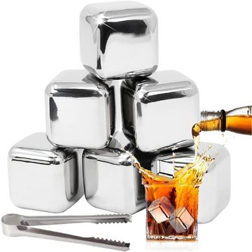 Home safety Eiswürfel-Steine 6 Stück 304 Edelstahl Eiswürfel Wiederverwendbar Whisky Steine +Clips