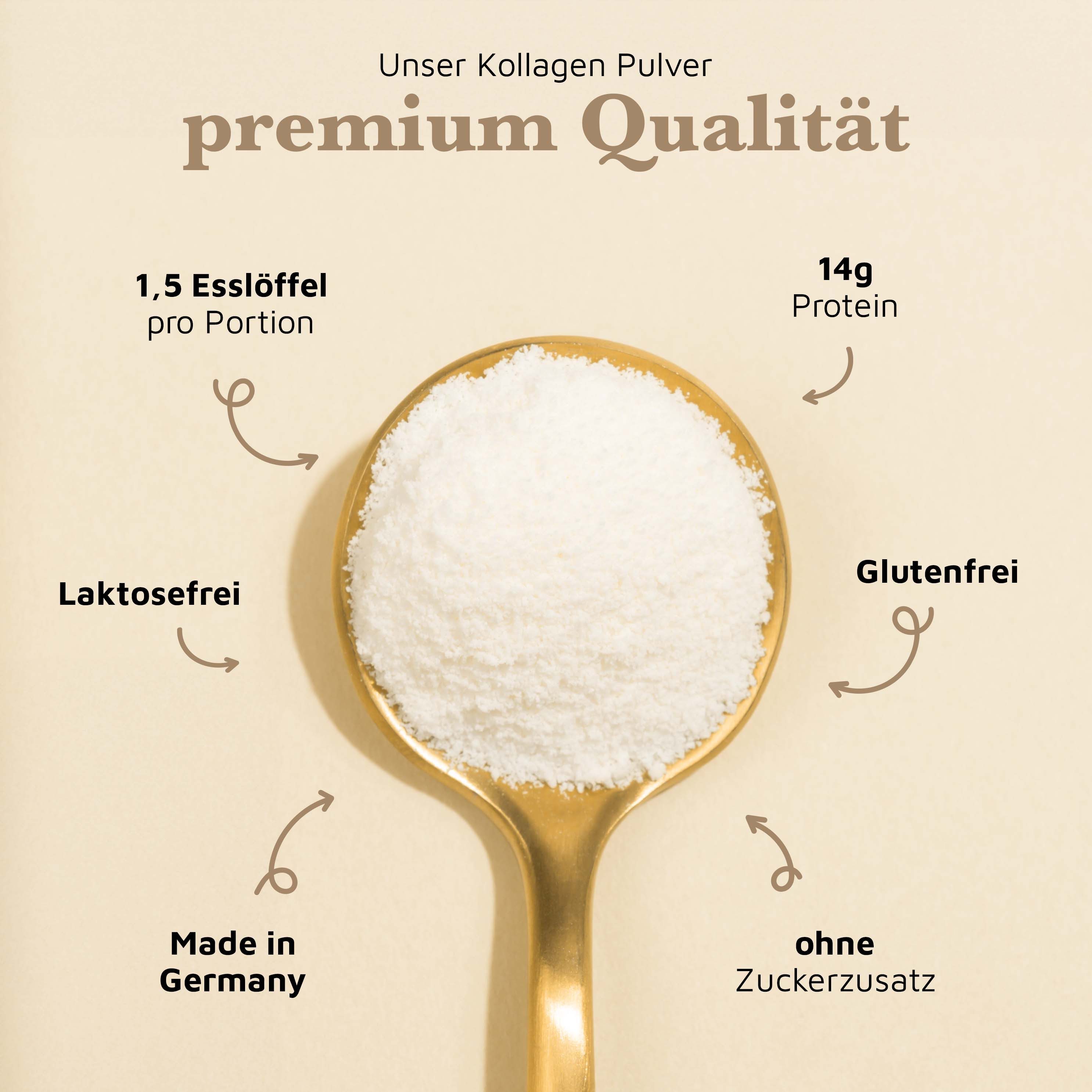 Gloura Gloura Premium Kollagen Hydrolysat Pulver (Typ 1 & 3) Pulver, 1 er 500 g, Frei von Zusatzstoffen, geschmacksneutral, gut löslich