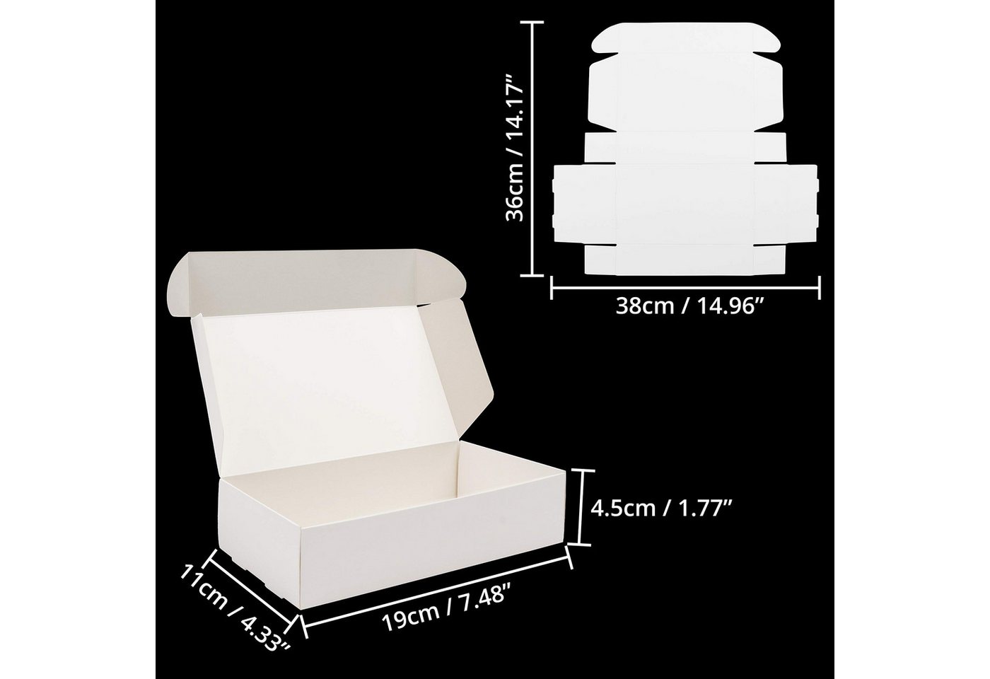 Thumbnail - Kurtzy Geschenkbox 20 Weiße Geschenkboxen - Rechteckige Kraftpapierboxen (19x11x4,5cm) (1 St)