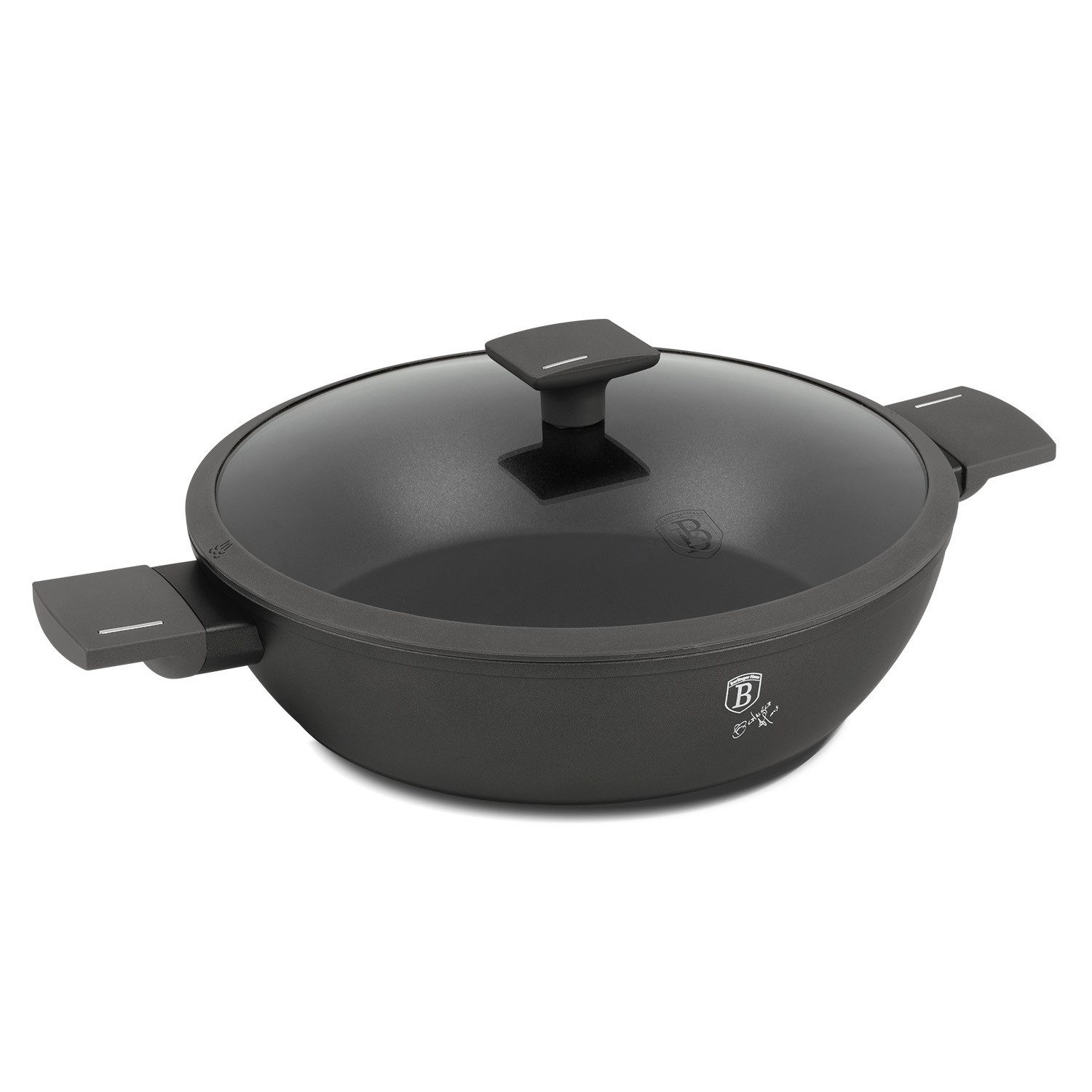 BerlingerHaus Kochtopf, Aluminium (Set, 2-tlg., Flacher Topf), mit Deckel und Silikongriffen