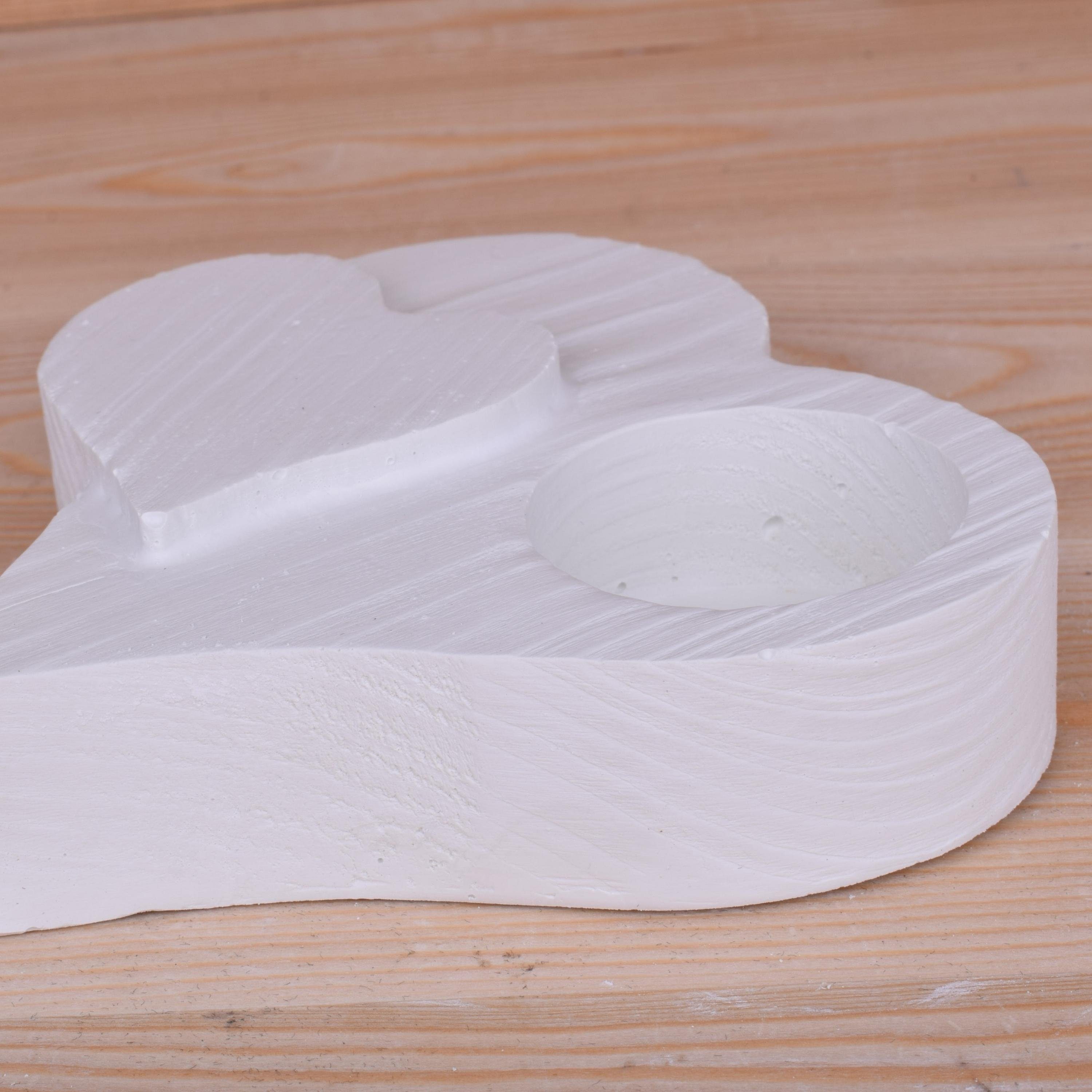 TIVENDIS Holzoptik Beton "Herz" aus (Packung) Teelichthalter Design Teelichthalter