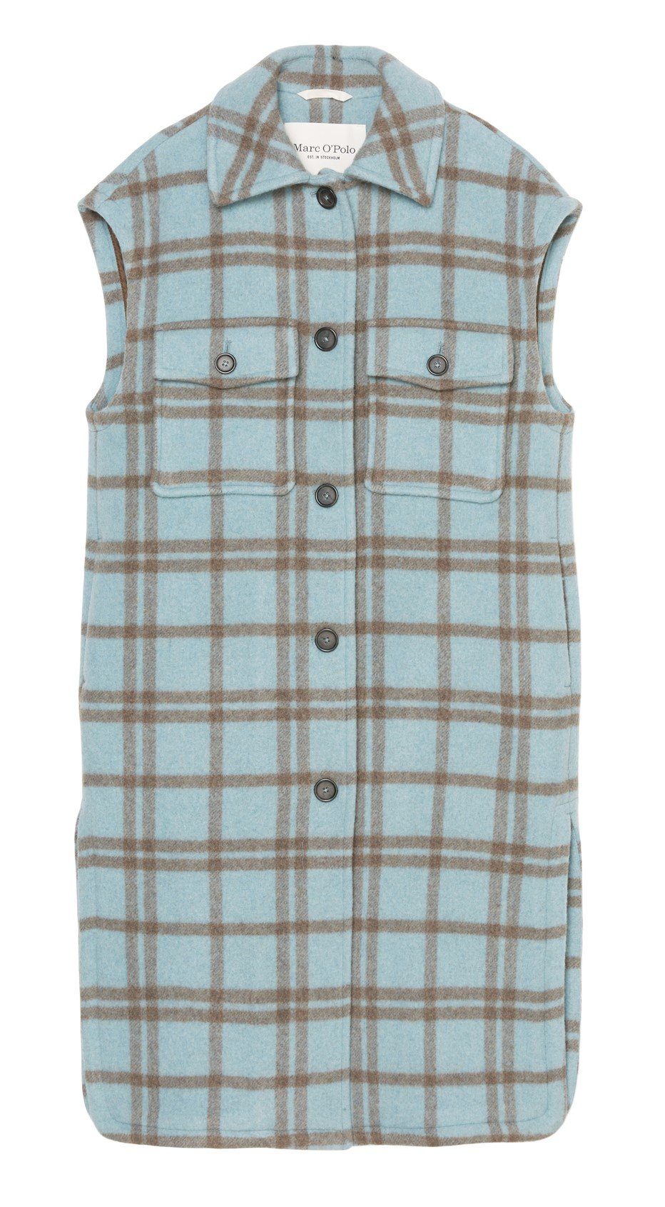 [Überraschender Preis!] Marc O'Polo Shirtweste Vest, collar kent check, long, wool