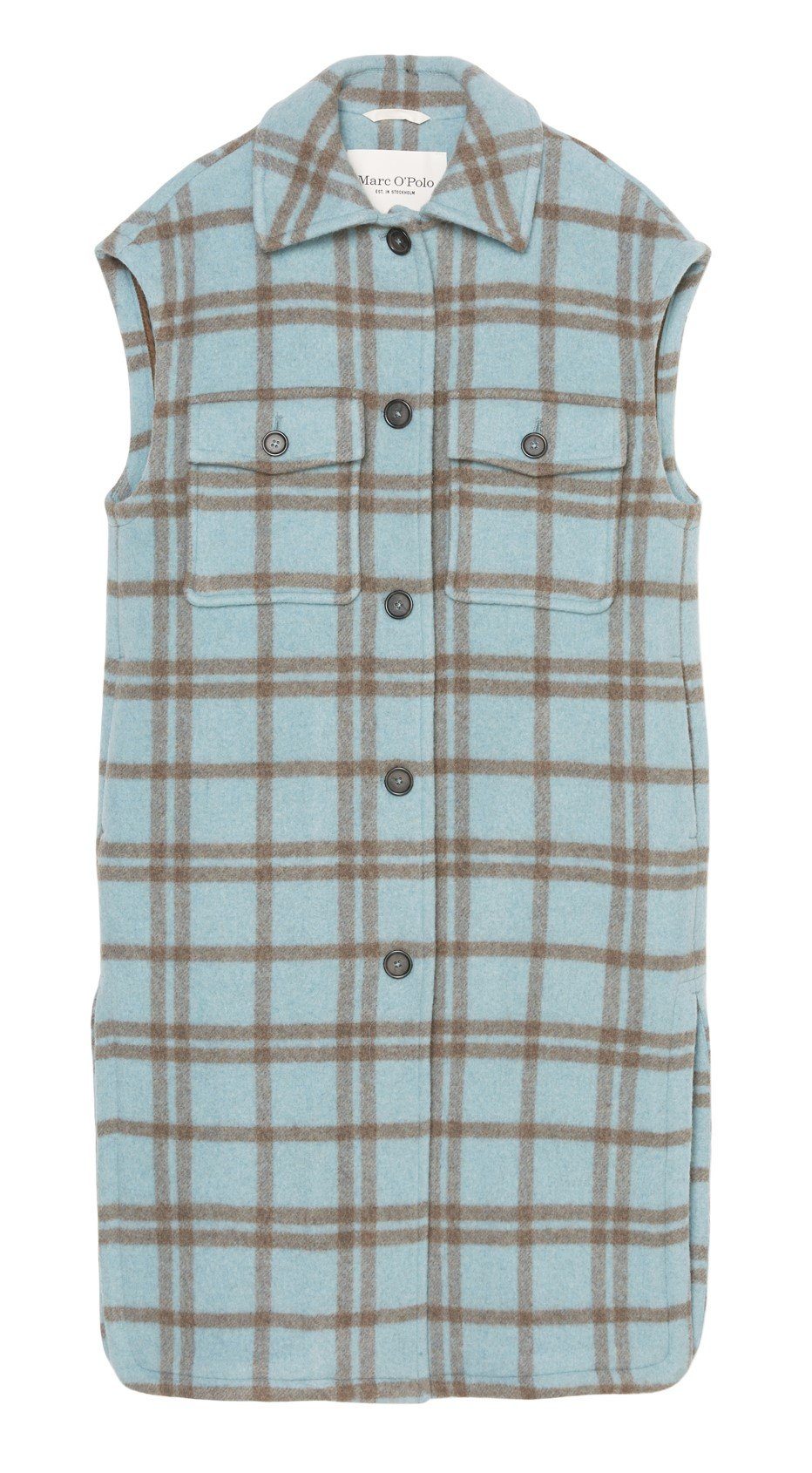 Marc O'Polo Shirtweste Vest, wool check, long, kent collar