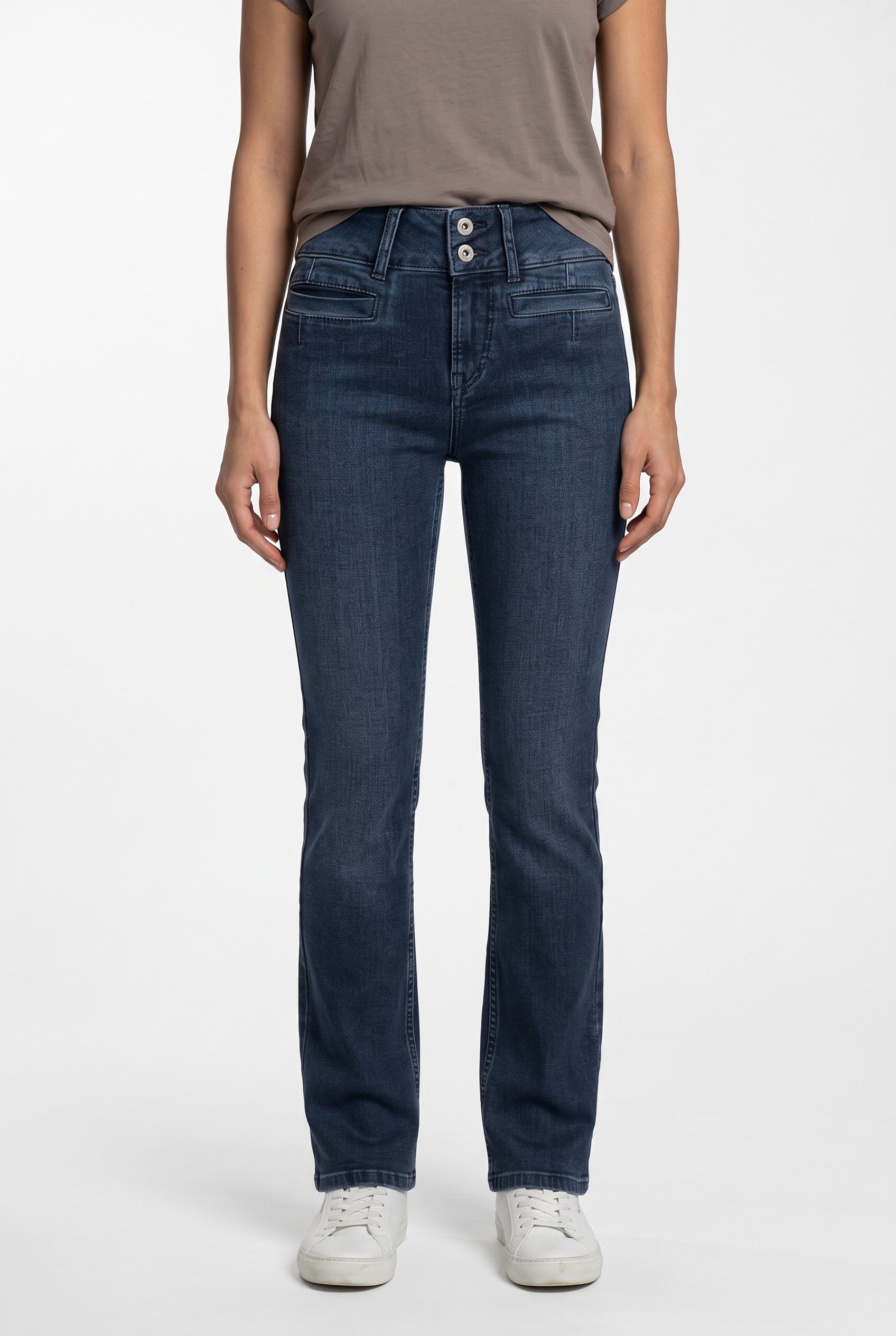 Pepe Jeans Straight-Jeans BERYL MW mit doppeltem Knopfverschluss, Mid Waist