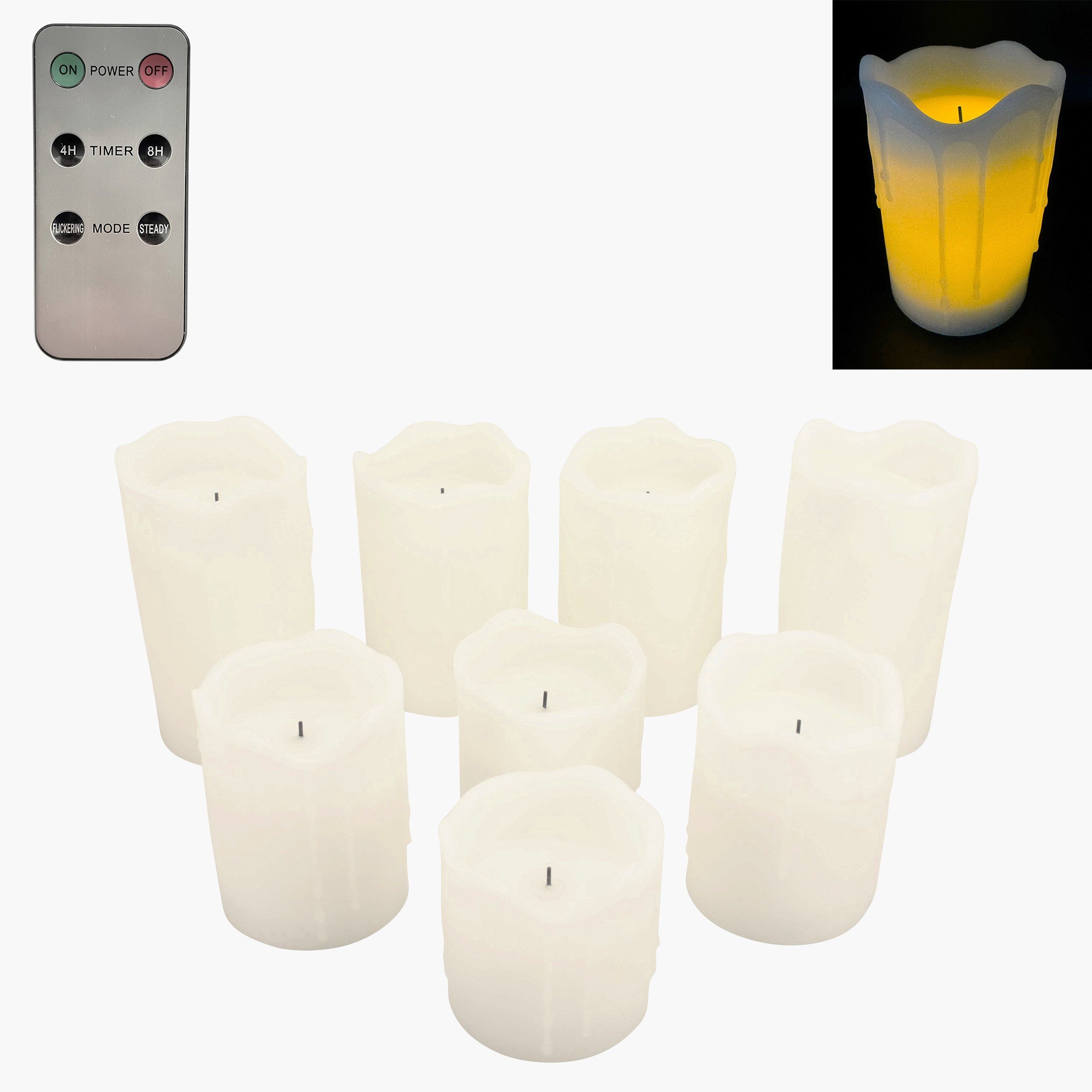 Online-Fuchs LED-Kerze 8er Set LED Kerzen mit Wachstropfen, Fernbedienung u günstig online kaufen