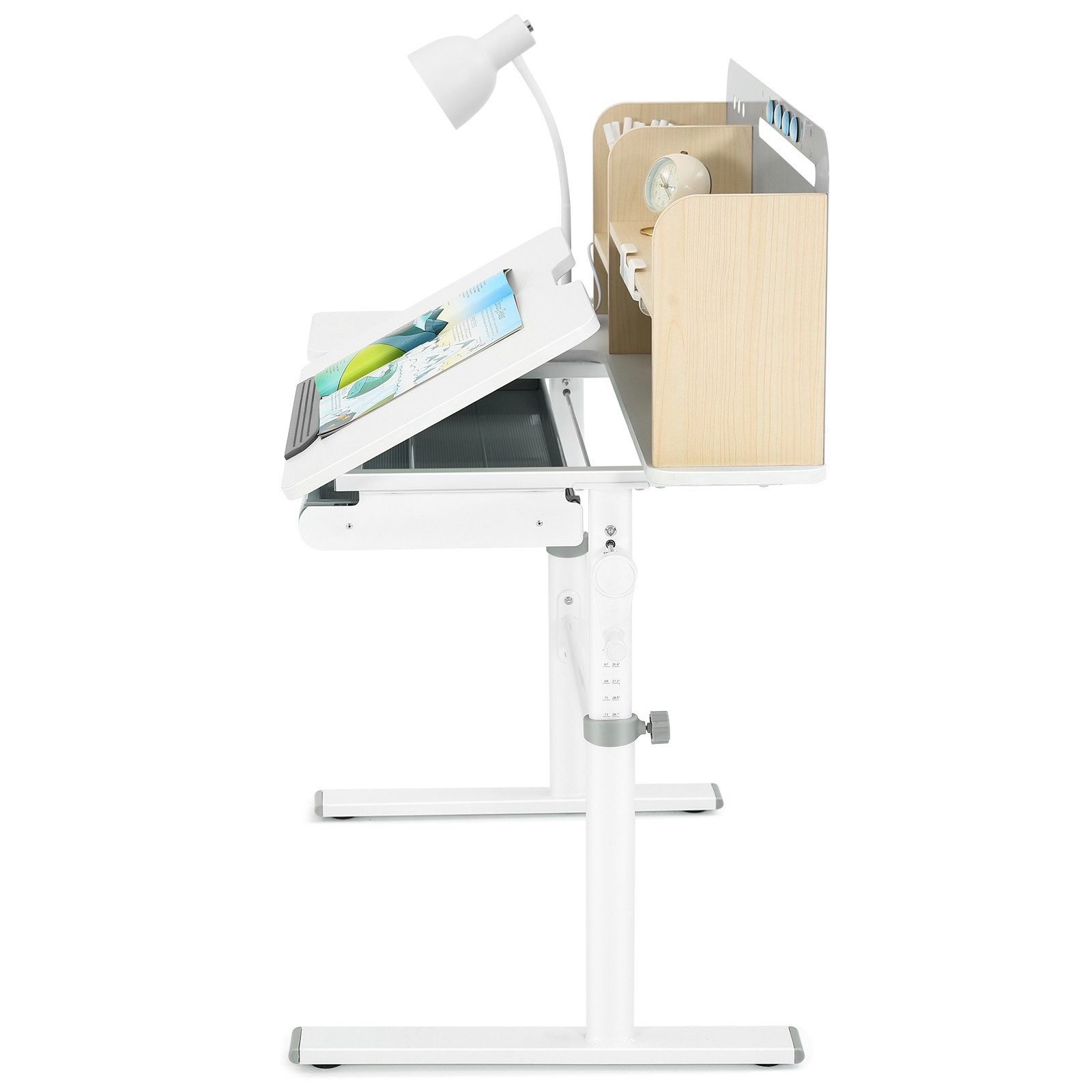 JOYLDIAS Kinderschreibtisch Höhenverstellbar Studiertisch für Kinder (1-St), mit Bücherregale Schubladen und Haken,100 x 60 x 55-75 cm – Bild 5 von 5