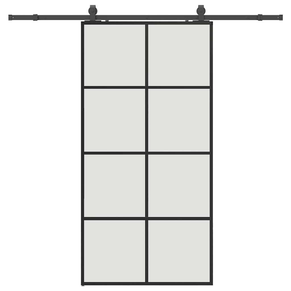 vidaXL Schiebetür Schiebetür mit Beschlag Schwarz 102,5x205 cm ESG-Glas