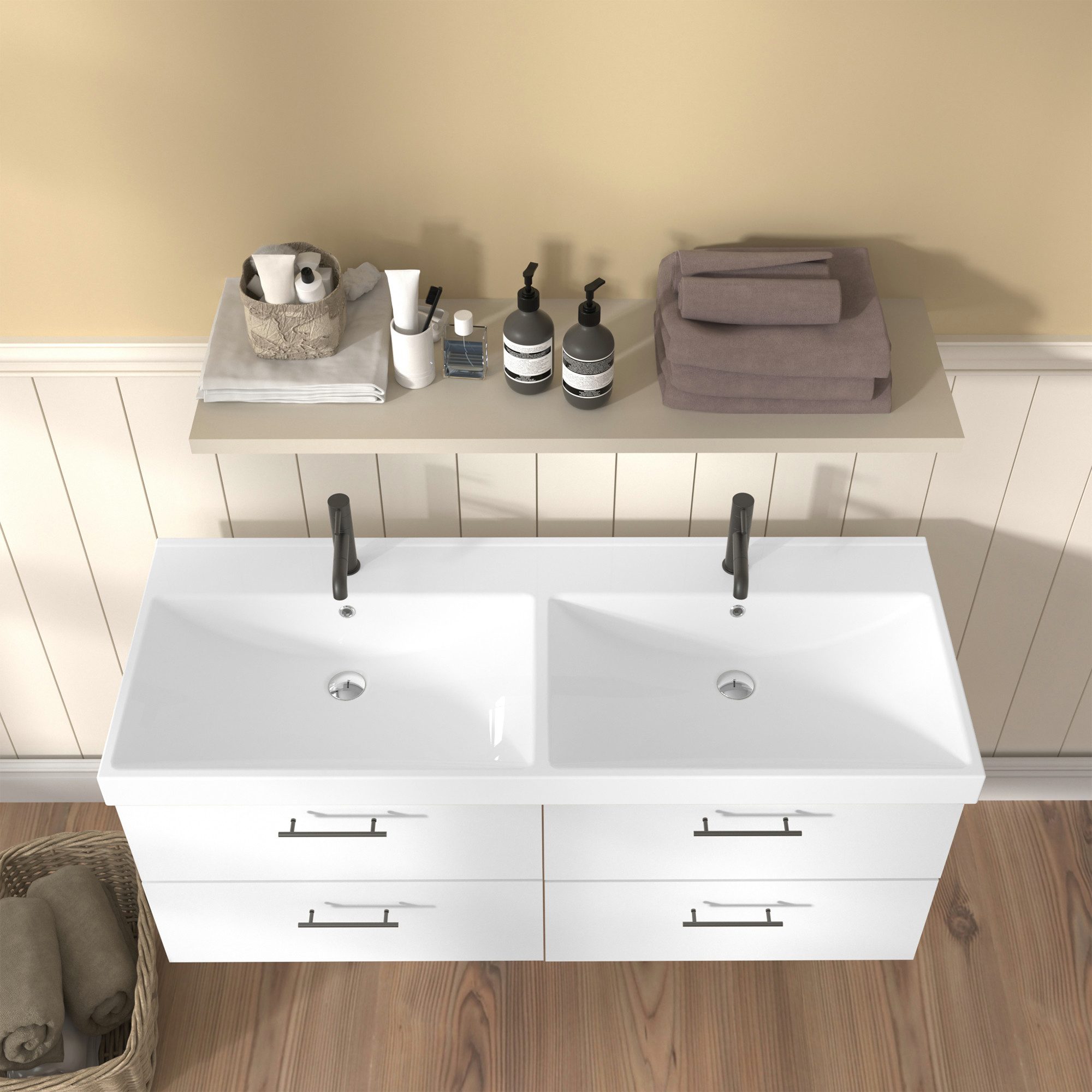 welltime Einbauwaschbecken Trento Deluxe, Mit Nano Glasur in 51,61,81,101 und 121cm erhältlich. – Bild 5 von 5