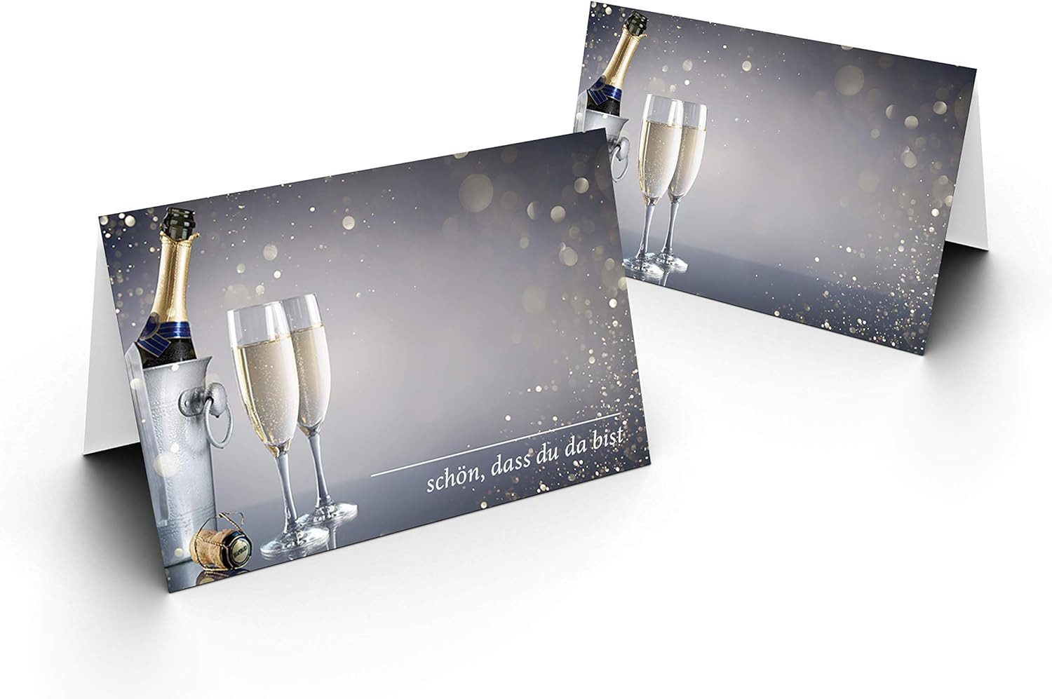 Briefumschläge24Plus Papierdekoration Papierdekoration Platzkarte Sekt Glas 50 Stück, Papier UV-Lack glänzend