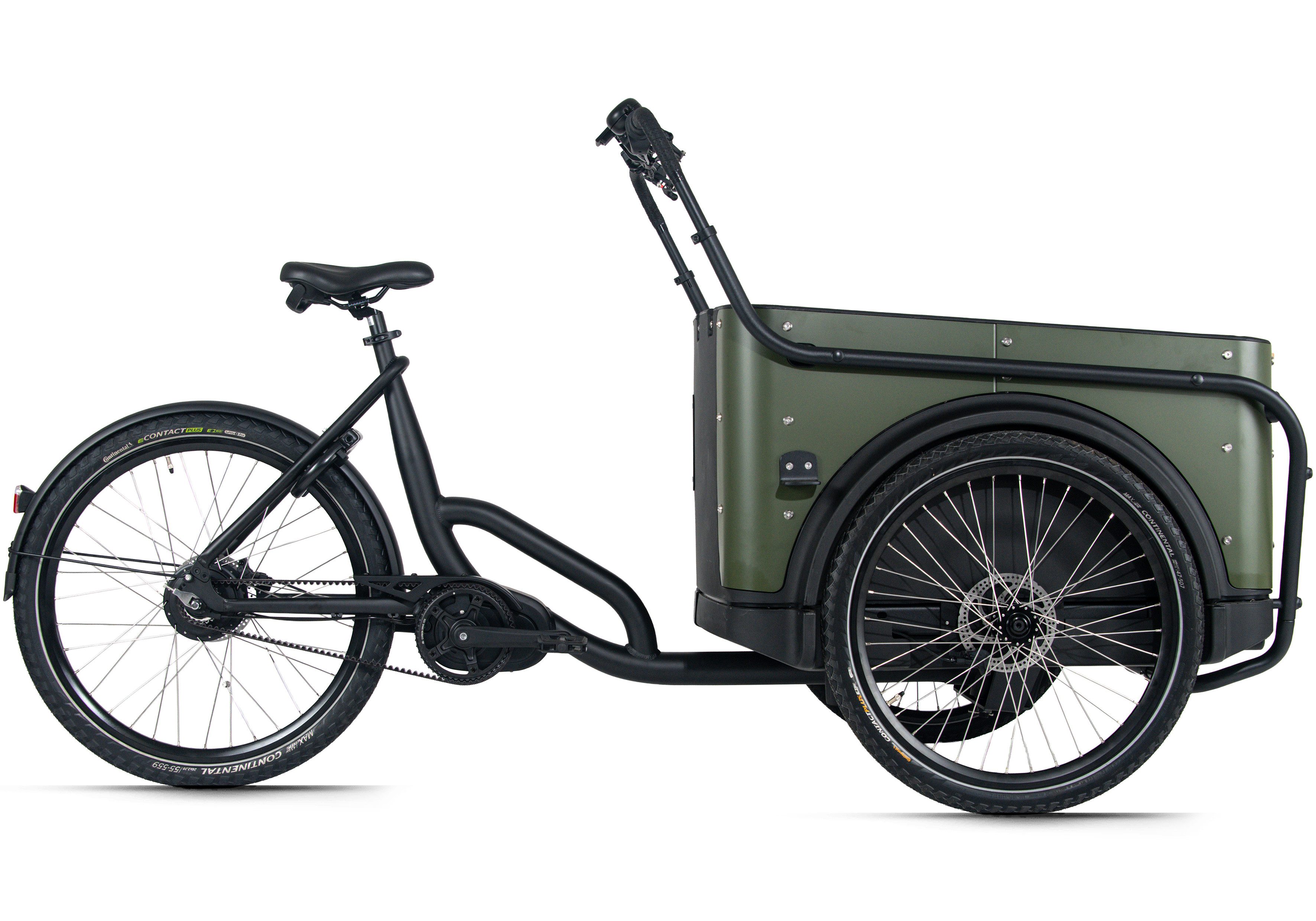 Royal Cargo Bikes E-Bike Lastenrad Cargo 3W Premium Plus 17,5Ah / 630 Wh 24 / 26 Zoll mit Riemenantrieb, 0 Gang ENVIOLO NuVinci Schaltwerk, Nabenschaltung, Mittelmotor, 630 Wh