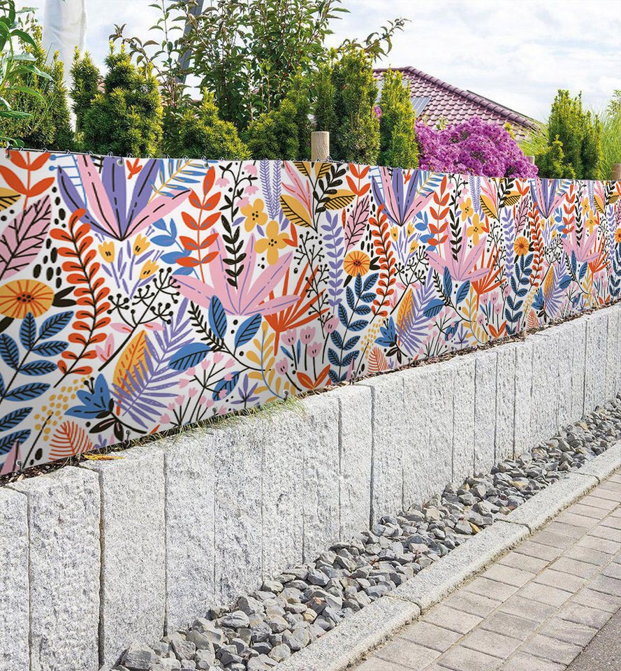 Thumbnail - MyMaxxi Sichtschutzzaunmatten Zaunbanner Exotische Blumen Malerei Sichtschutz Garten Zaun