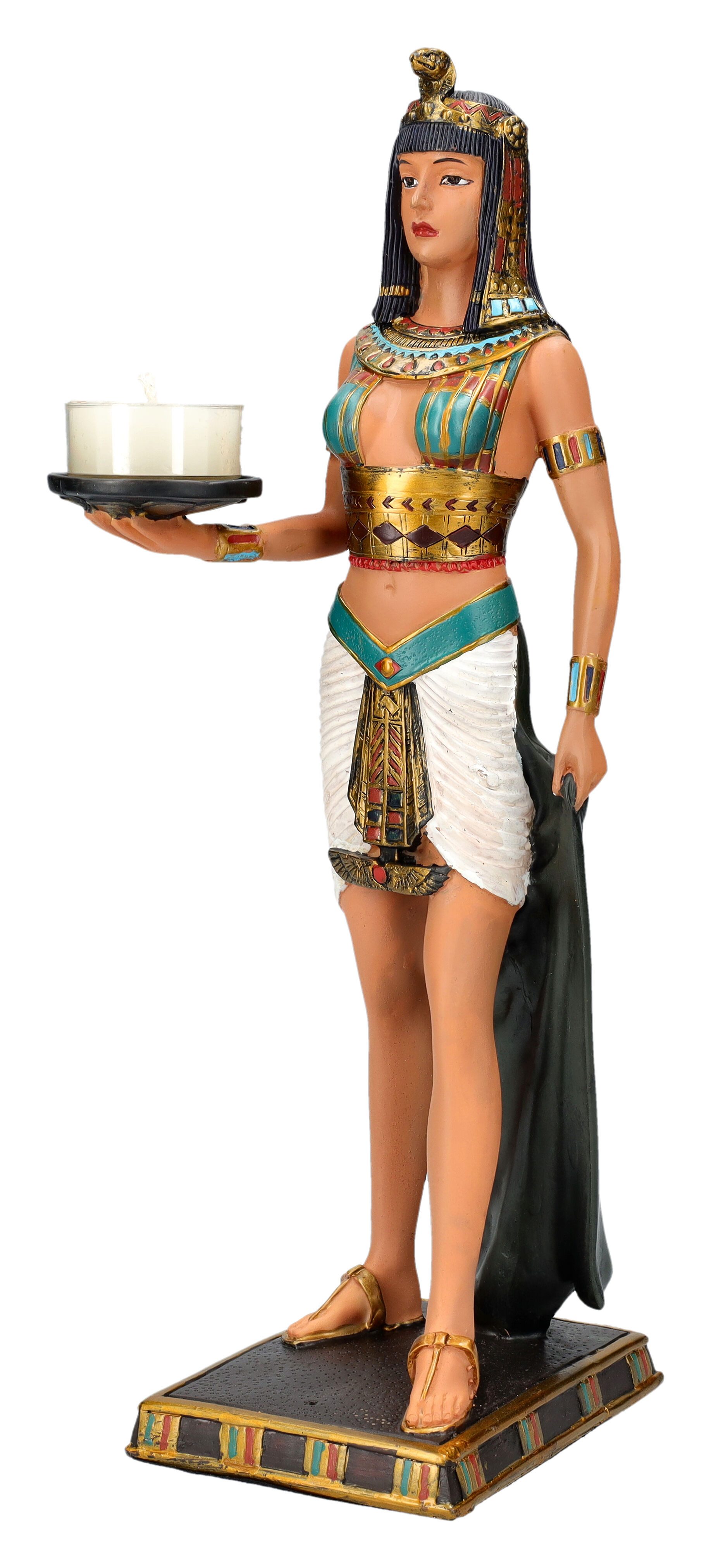 Figuren Shop GmbH Teelichthalter Ägyptische Priesterin Teelichthalter – Statue Figur 29,5 cm Dekoration
