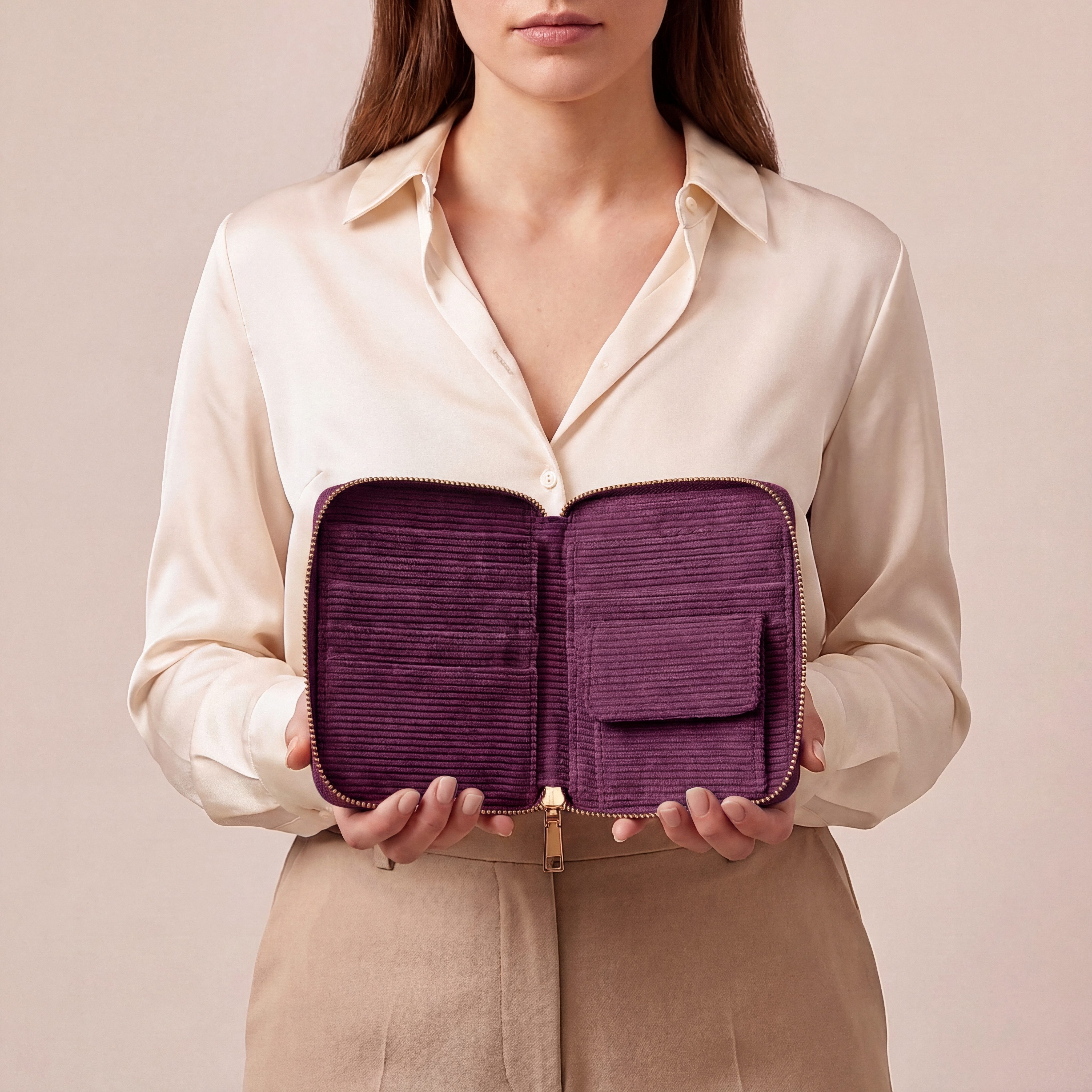 MillyMilk Geldbörse FONDO MEDIUM – Damen Cord Geldbeutel – Stoff Portemonnaie, Cord-Geldbörse mit stabiler Form, viel Platz und Reißverschluss.