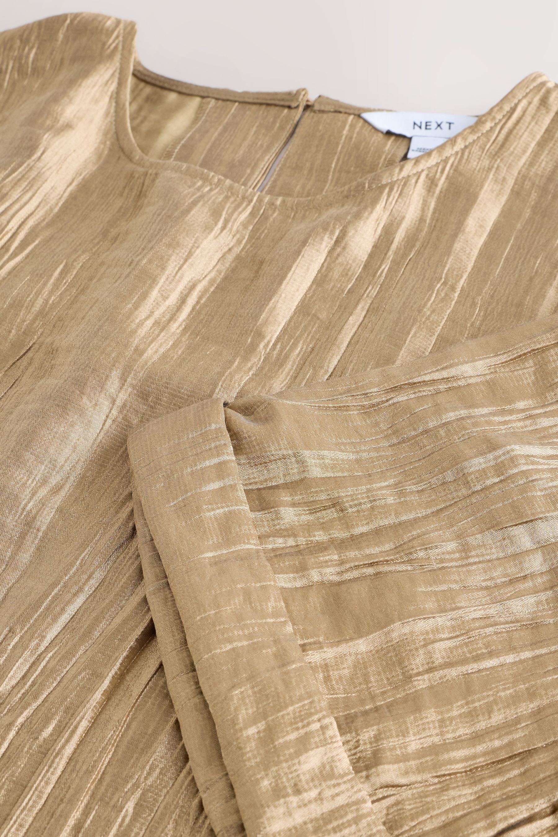 Next Kurzarmbluse Kurzärmeliges Metallic-Oberteil in Knitteroptik günstig online kaufen
